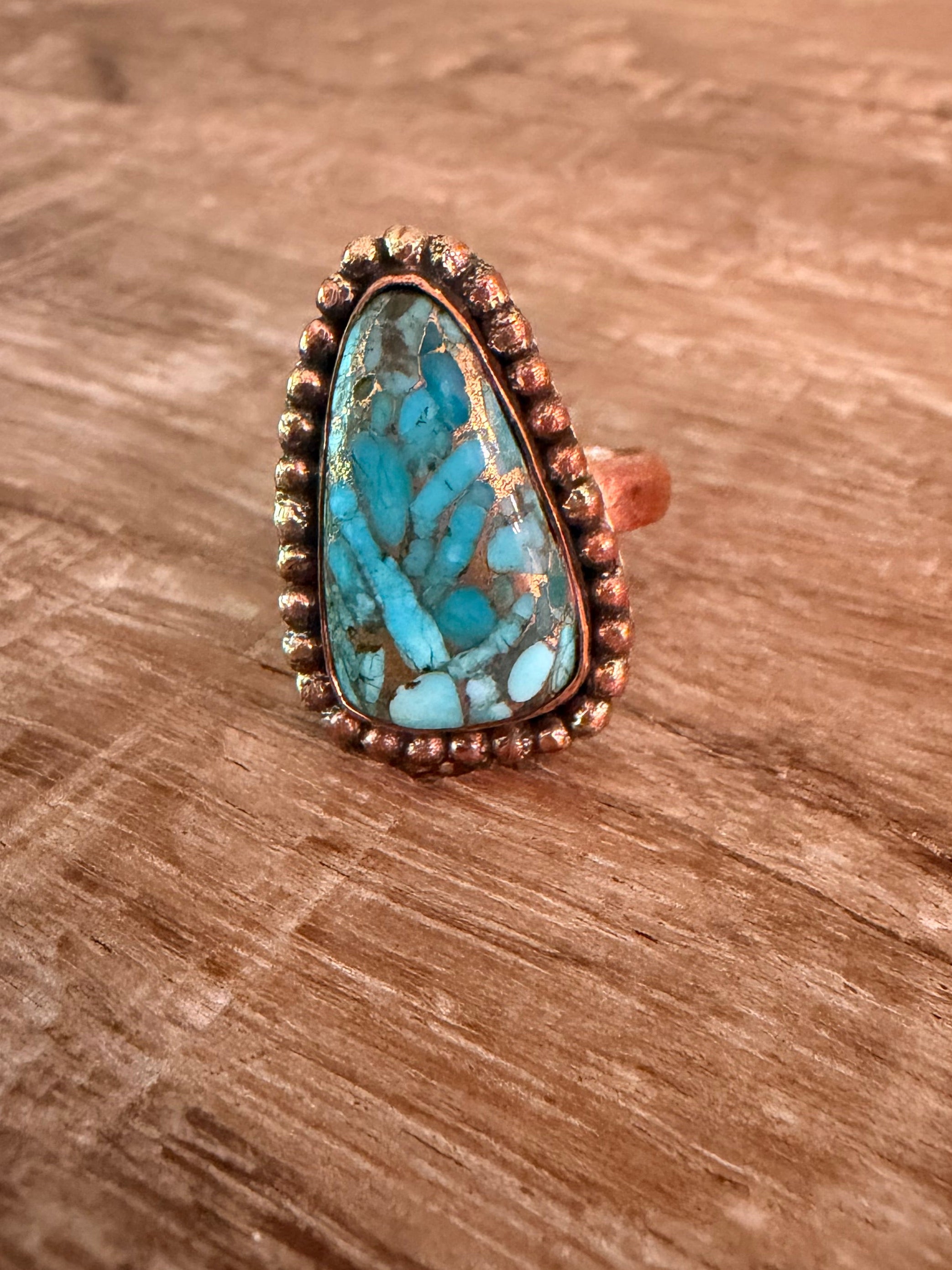 Mojave Turquoise Copper Ring Adjustable