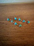 Copper and Kingman Turquoise Post Heart Dangle Earrings