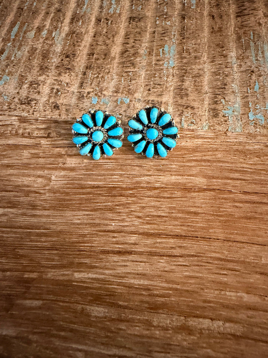 Native Made Full Cluster Kingman Turquoise Earrings