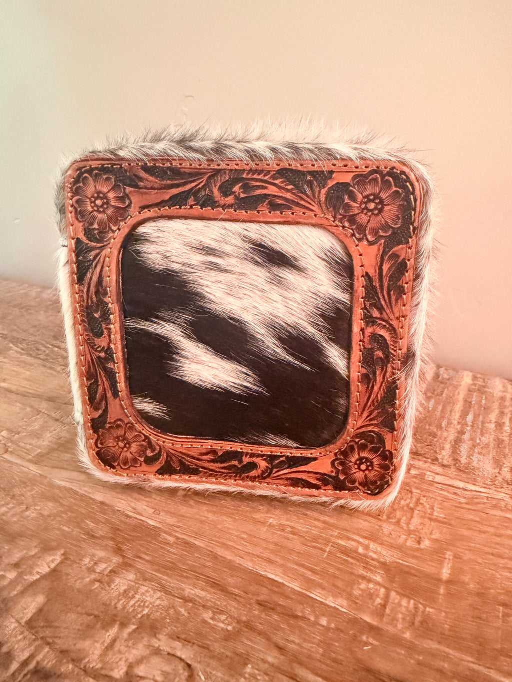 Genuine Cowhide and Hand-tooled Leather Travel Jewelry Box