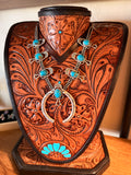 Handcrafted Kingman Turquoise Squash Blossom Necklace - 925 Sterling Silver