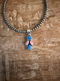 Blue Opal and Pink Conch Pendant Only