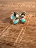 White Buffalo and Kingman Turquoise 925 Sterling Silver Adj. Ring