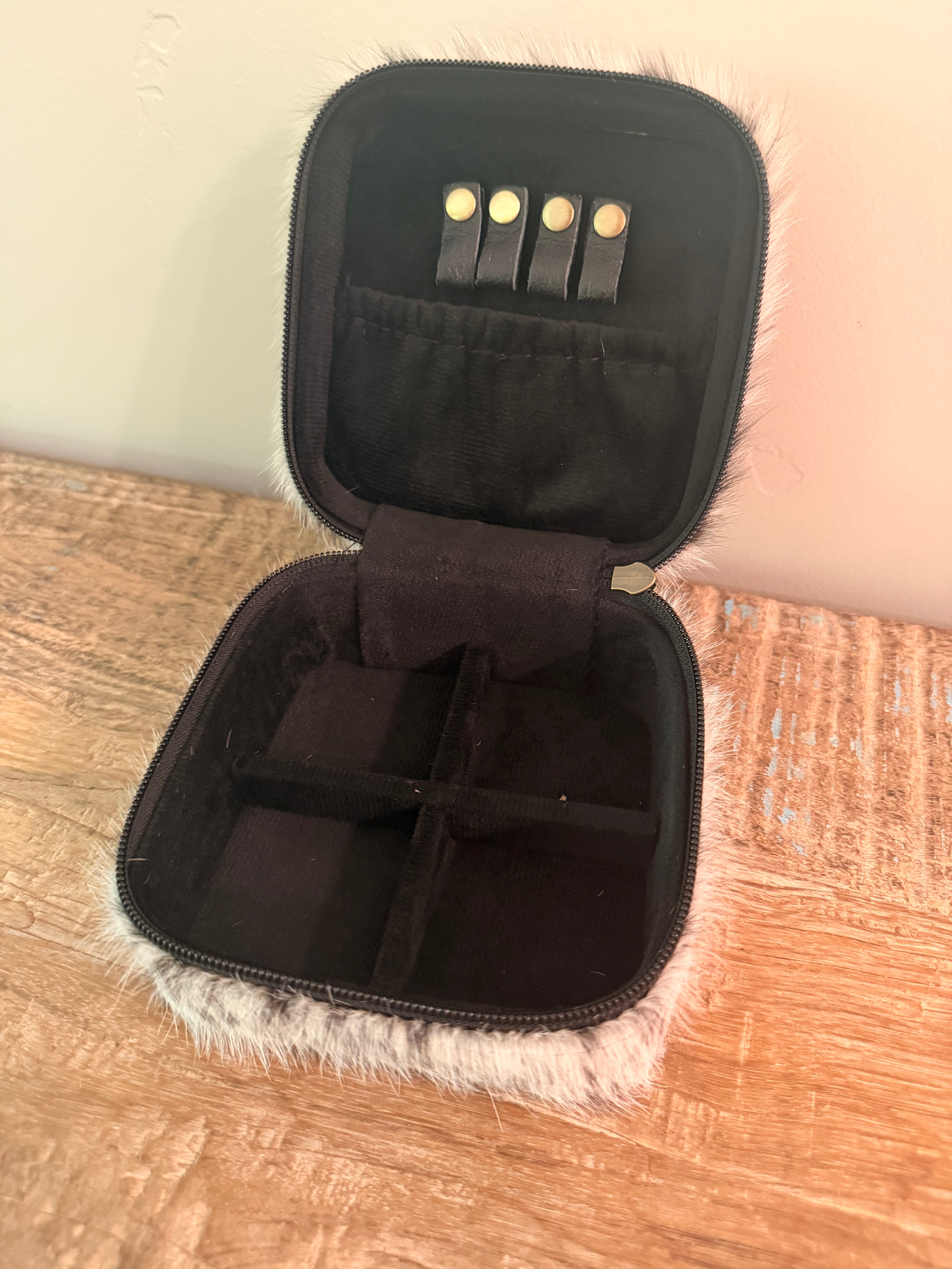 Genuine Cowhide and Hand-tooled Leather Travel Jewelry Box