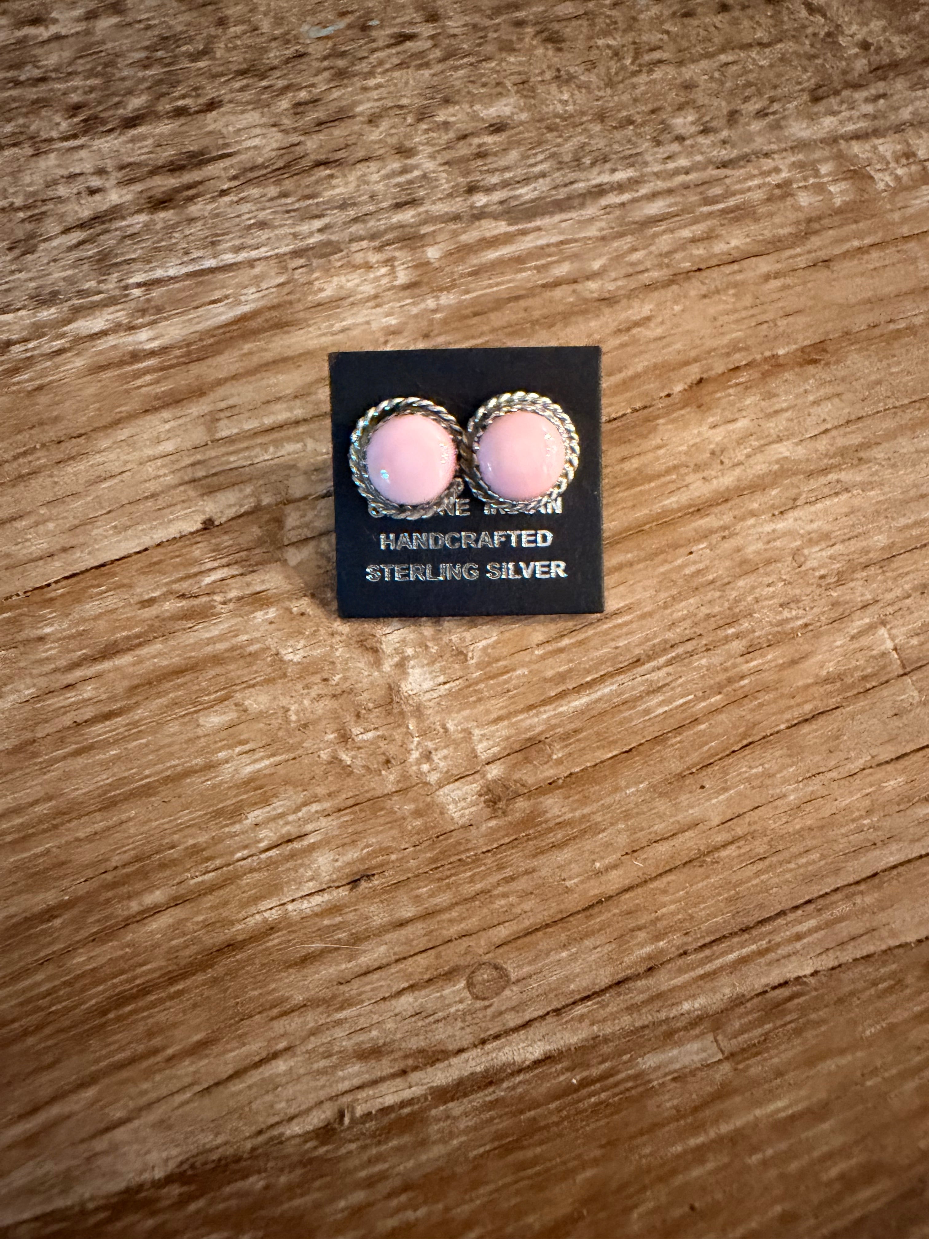 Esther White Pink Conch Stud Earrings