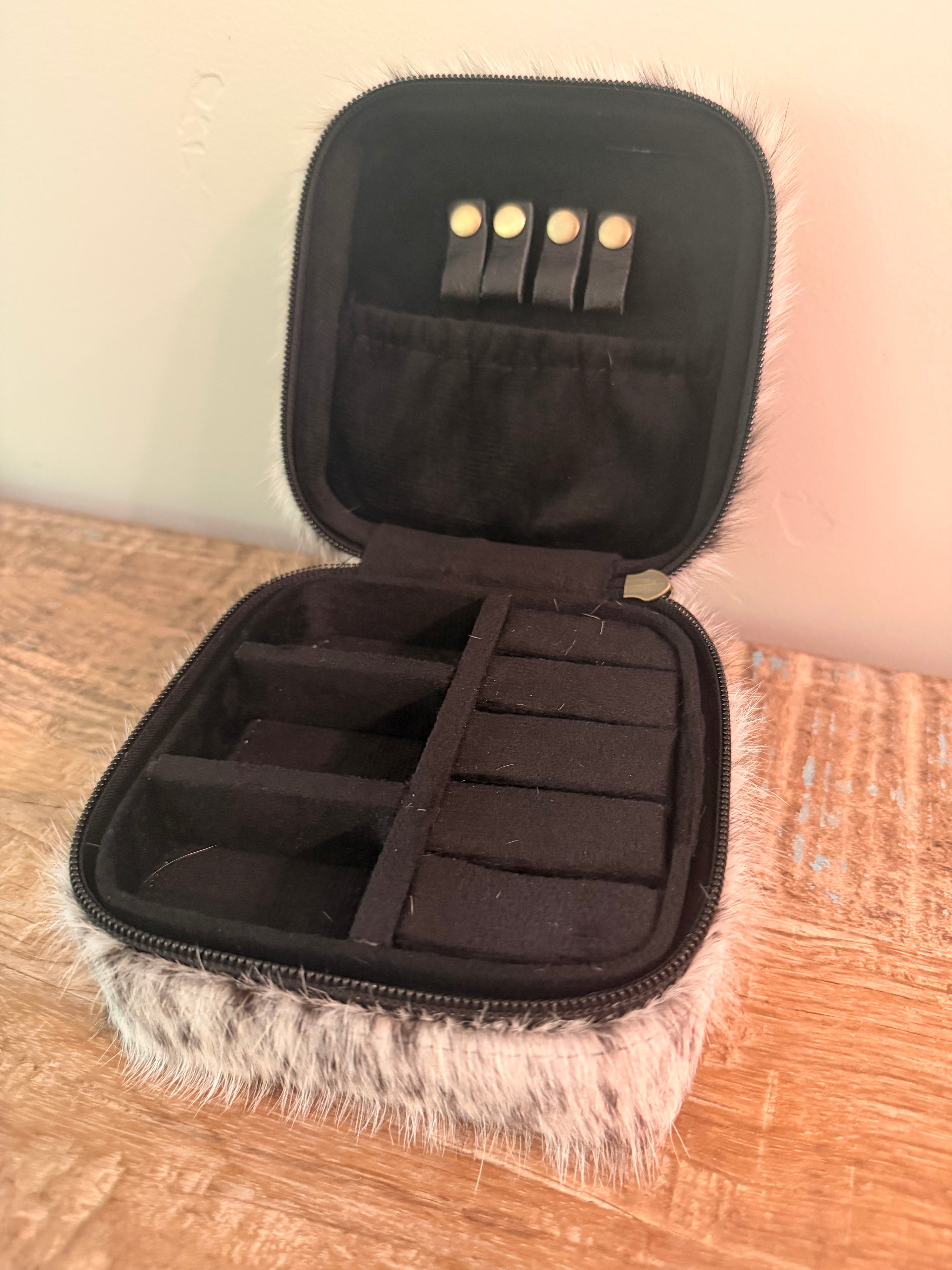 Genuine Cowhide and Hand-tooled Leather Travel Jewelry Box