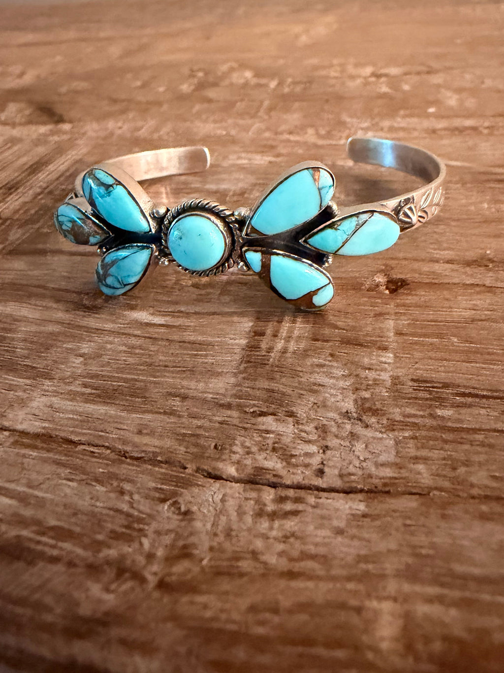 Mint Dahlia Turquoise and 925 Sterling Silver Cuff- Adjustable