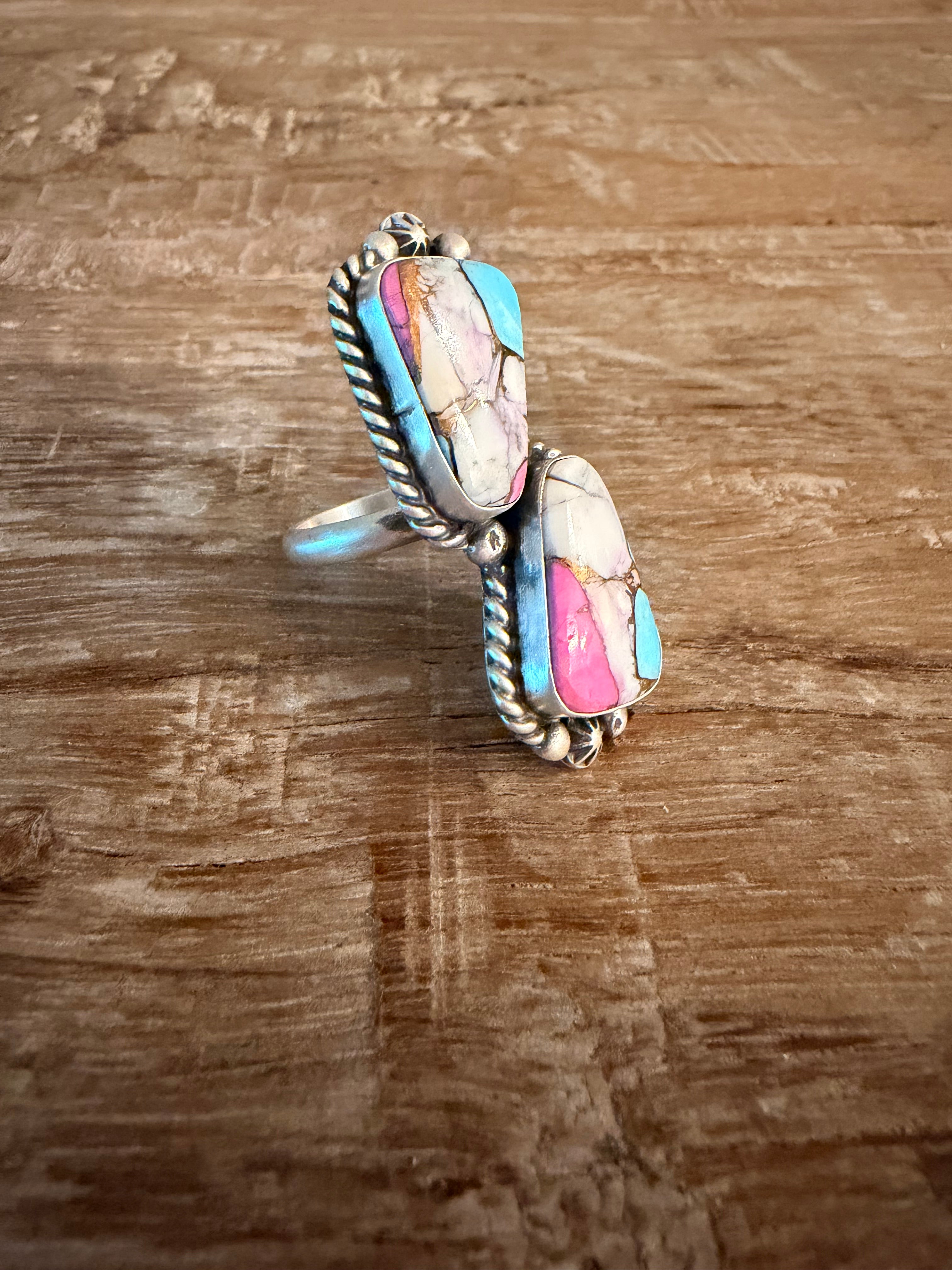 Eugene Belone Adj Cotton Candy 2 Stone Ring