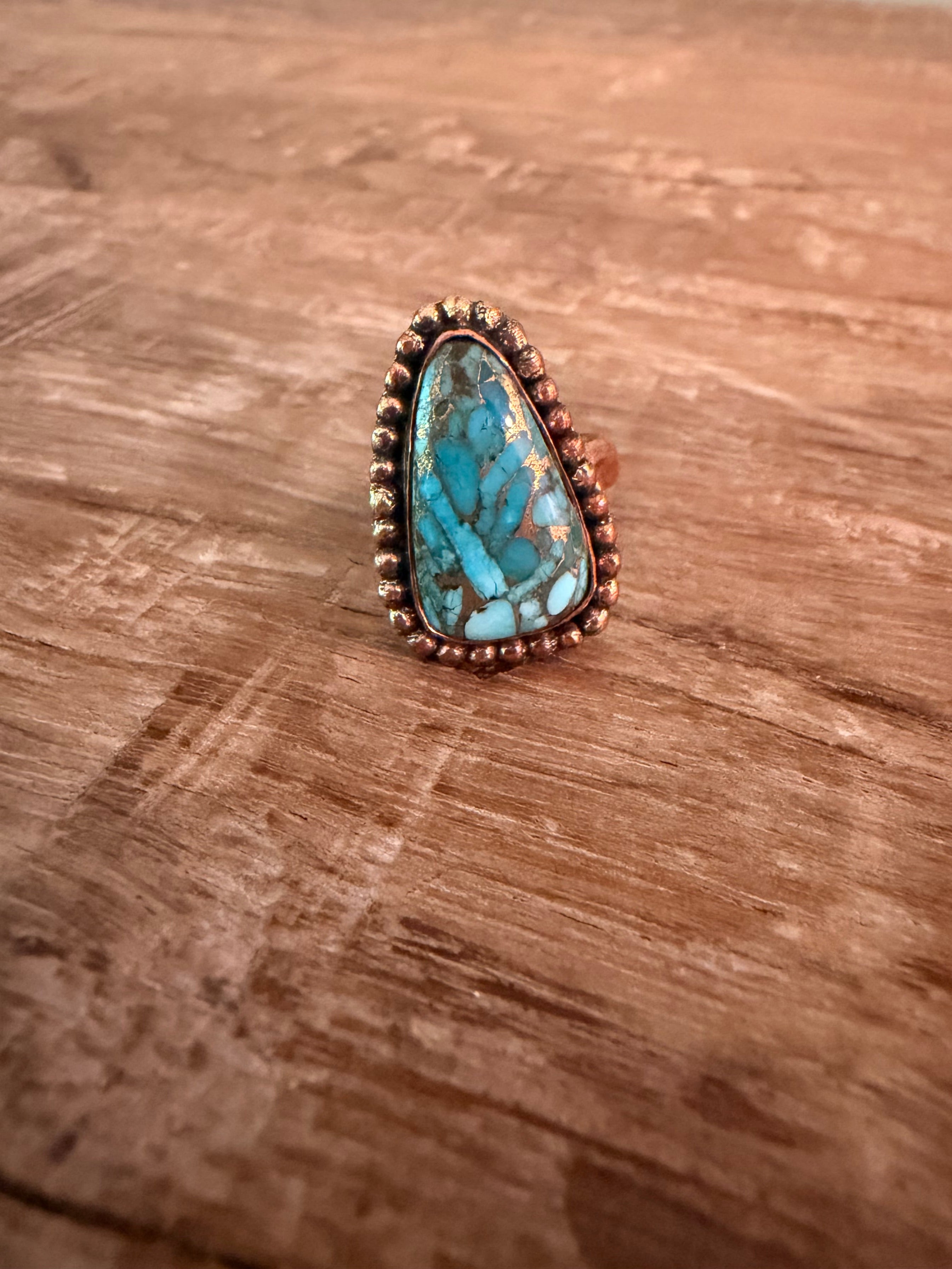 Mojave Turquoise Copper Ring Adjustable
