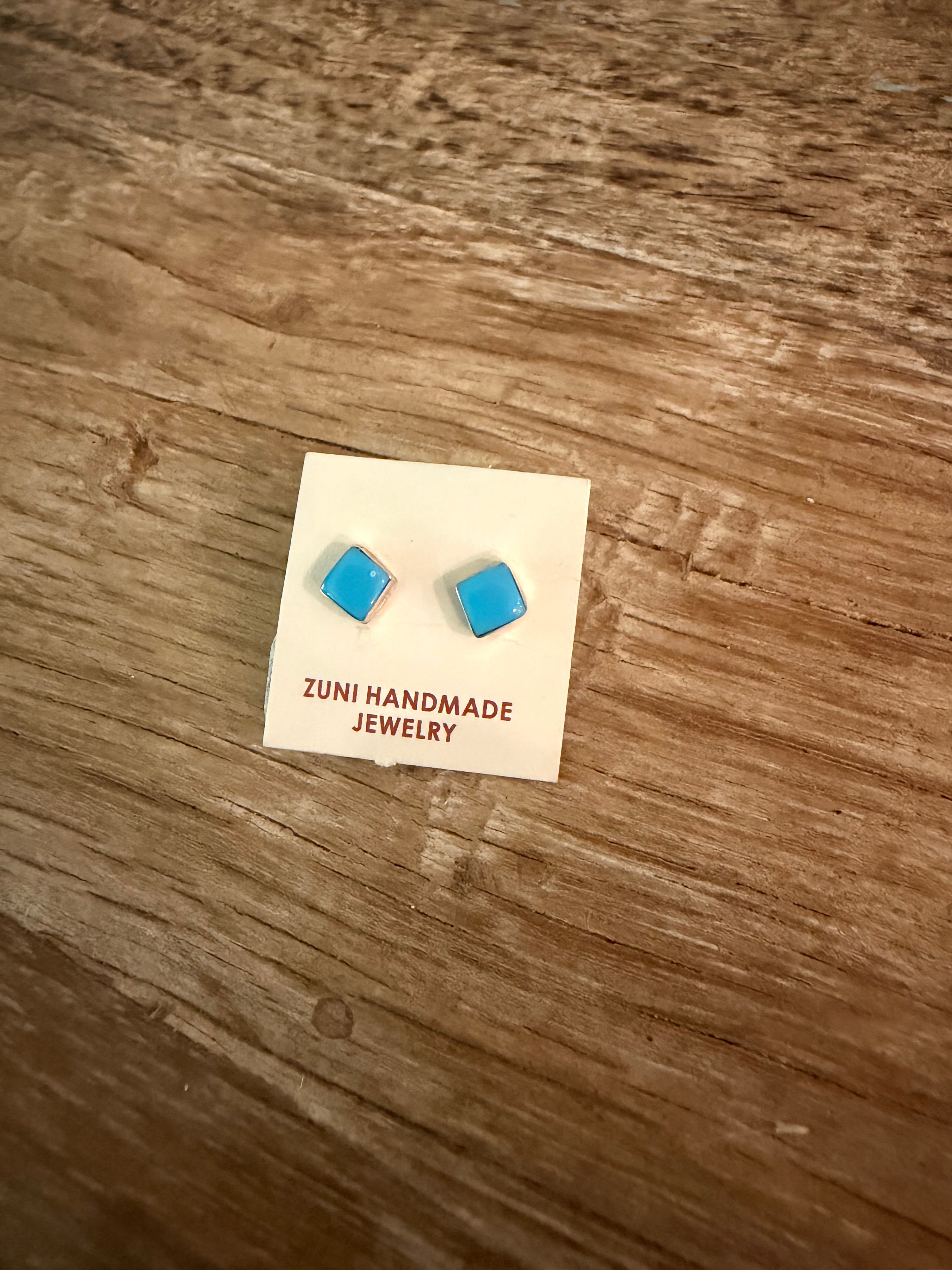 Native Zuni Handmade Kingman XS Stud Earrings