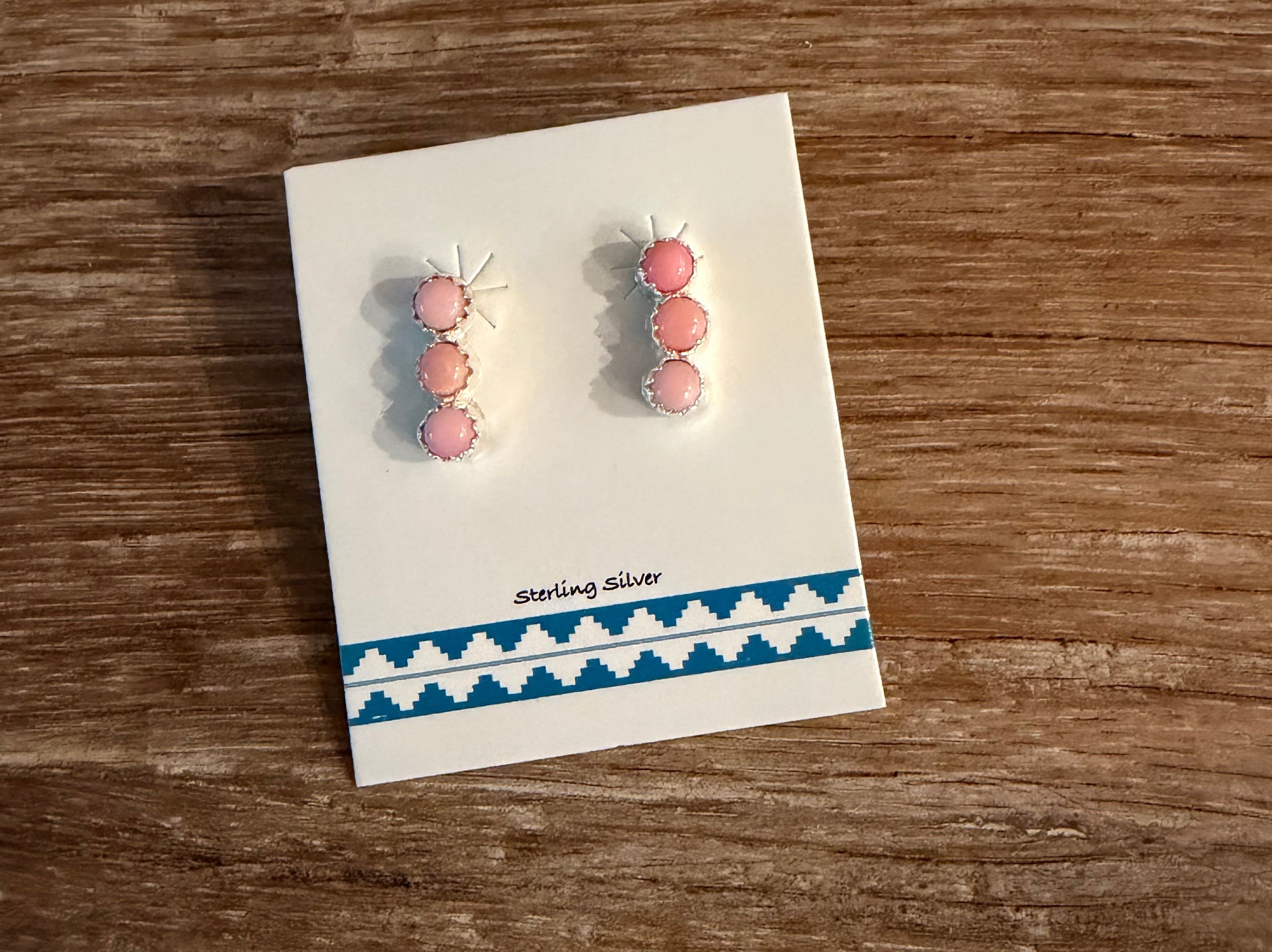 Native Made Pink Conch Crawler Earrings
