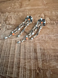 Orange Mojave and Black Onyx post Dangle Earrings