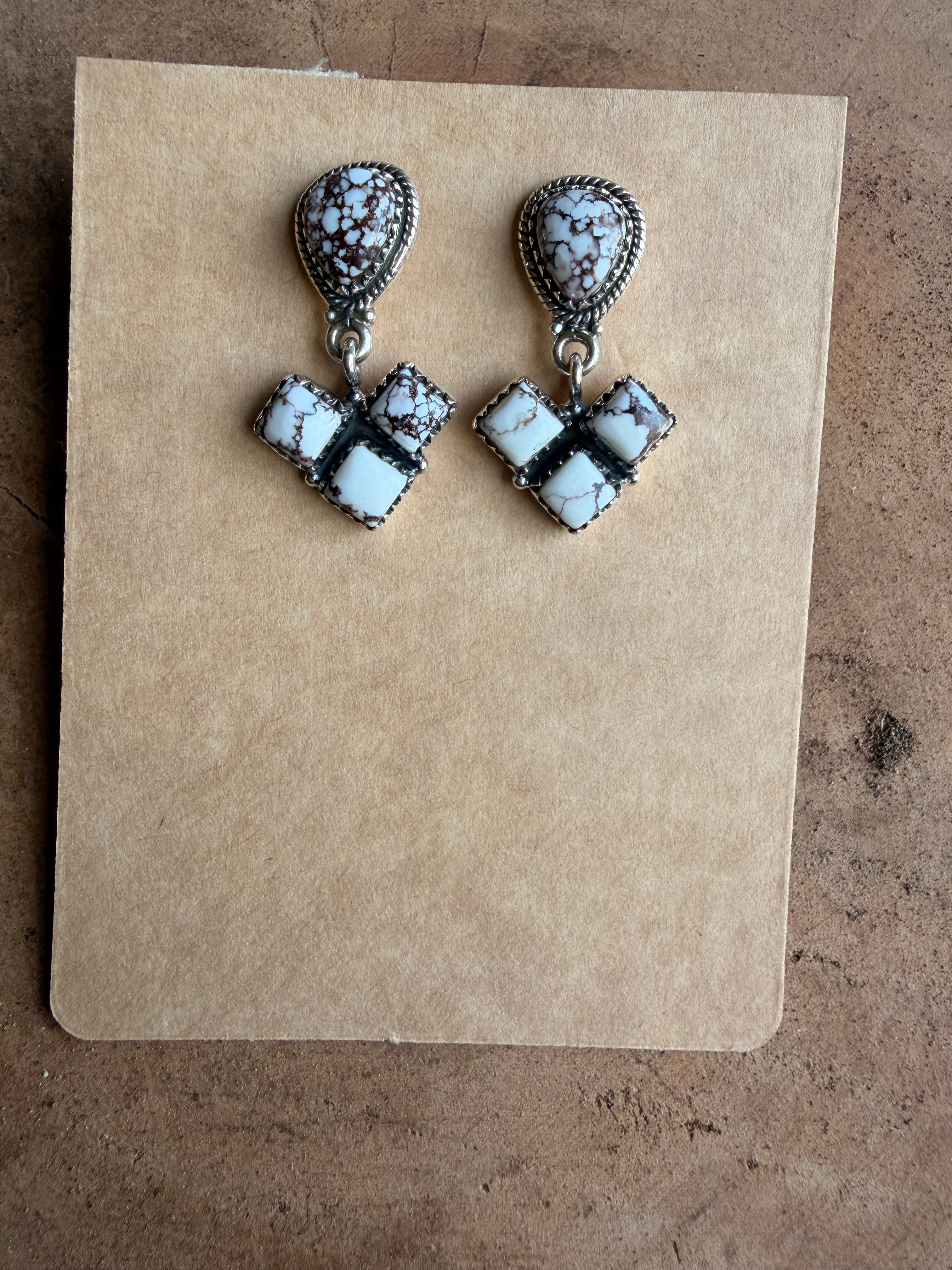 Wild Horse Dangle Earrings Stamped 925 Sterling Silver
