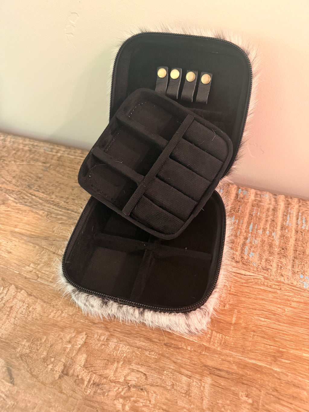 Genuine Cowhide and Hand-tooled Leather Travel Jewelry Box