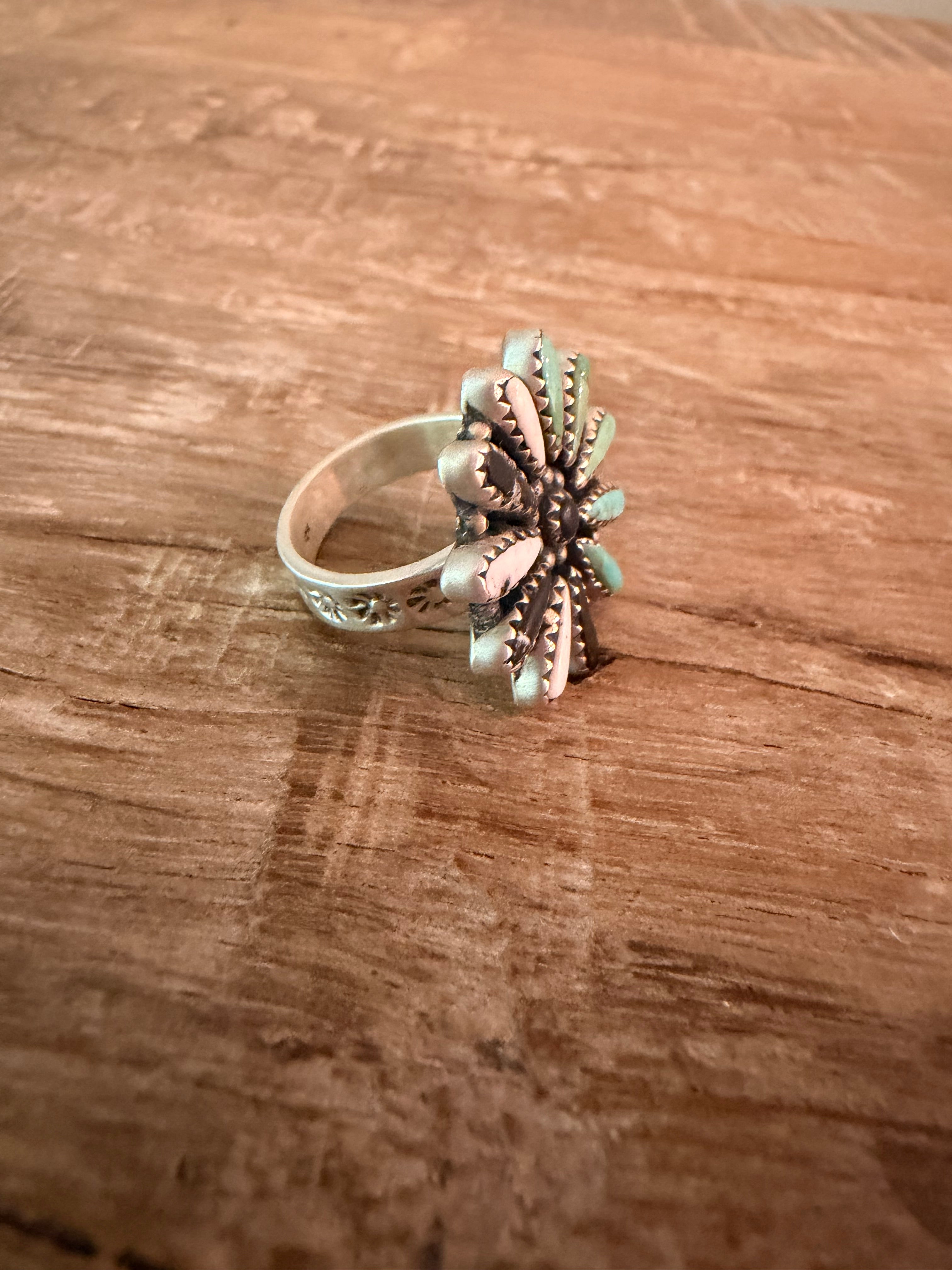 Kingman Turquoise and White Buffalo Adjustable Ring
