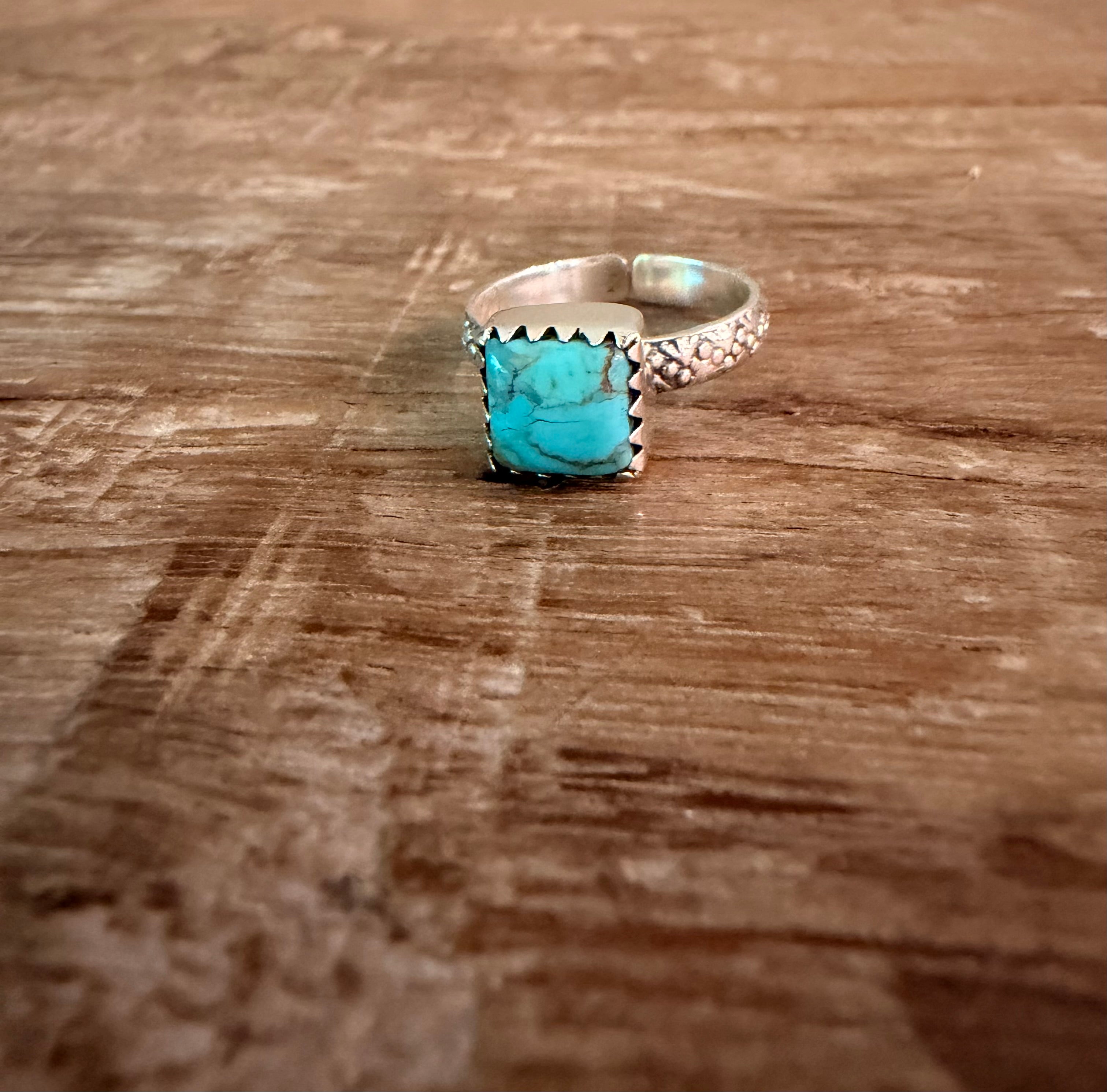 Kingman Turquoise and 925 Sterling Silver Adjustable Ring