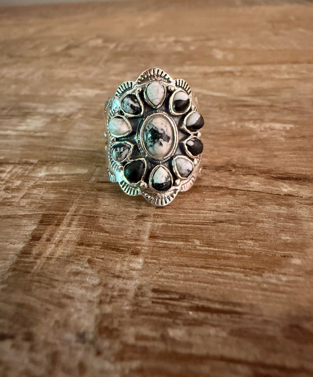 White Buffalo 925 Sterling Silver Ring- Size 8