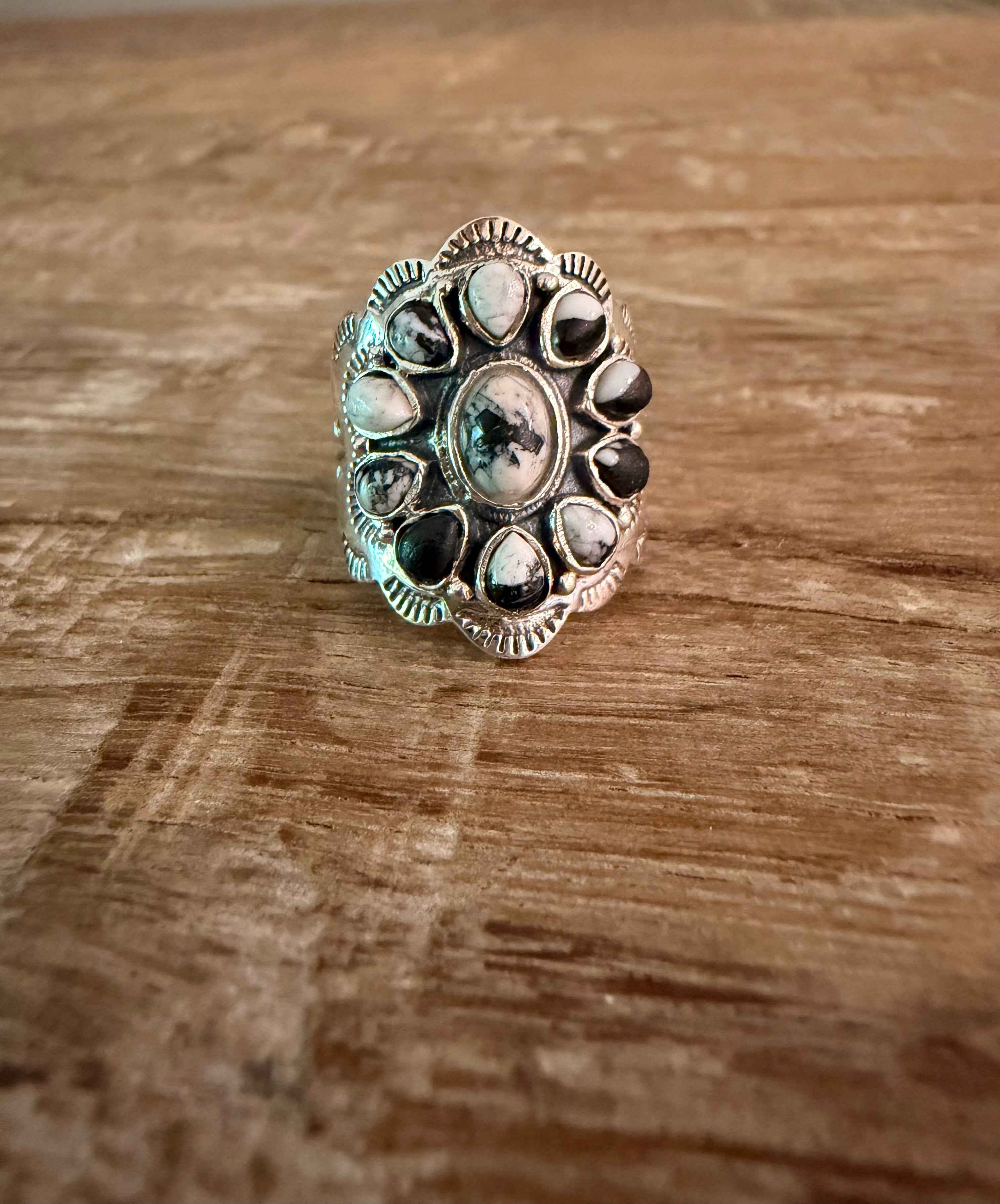 White Buffalo 925 Sterling Silver Ring- Size 8
