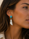 Kingman Turquoise and White Buffalo Dangle Earrings
