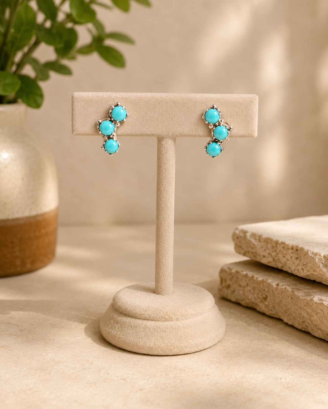 Native Handmade Kingman Turquoise Crawler Earrings