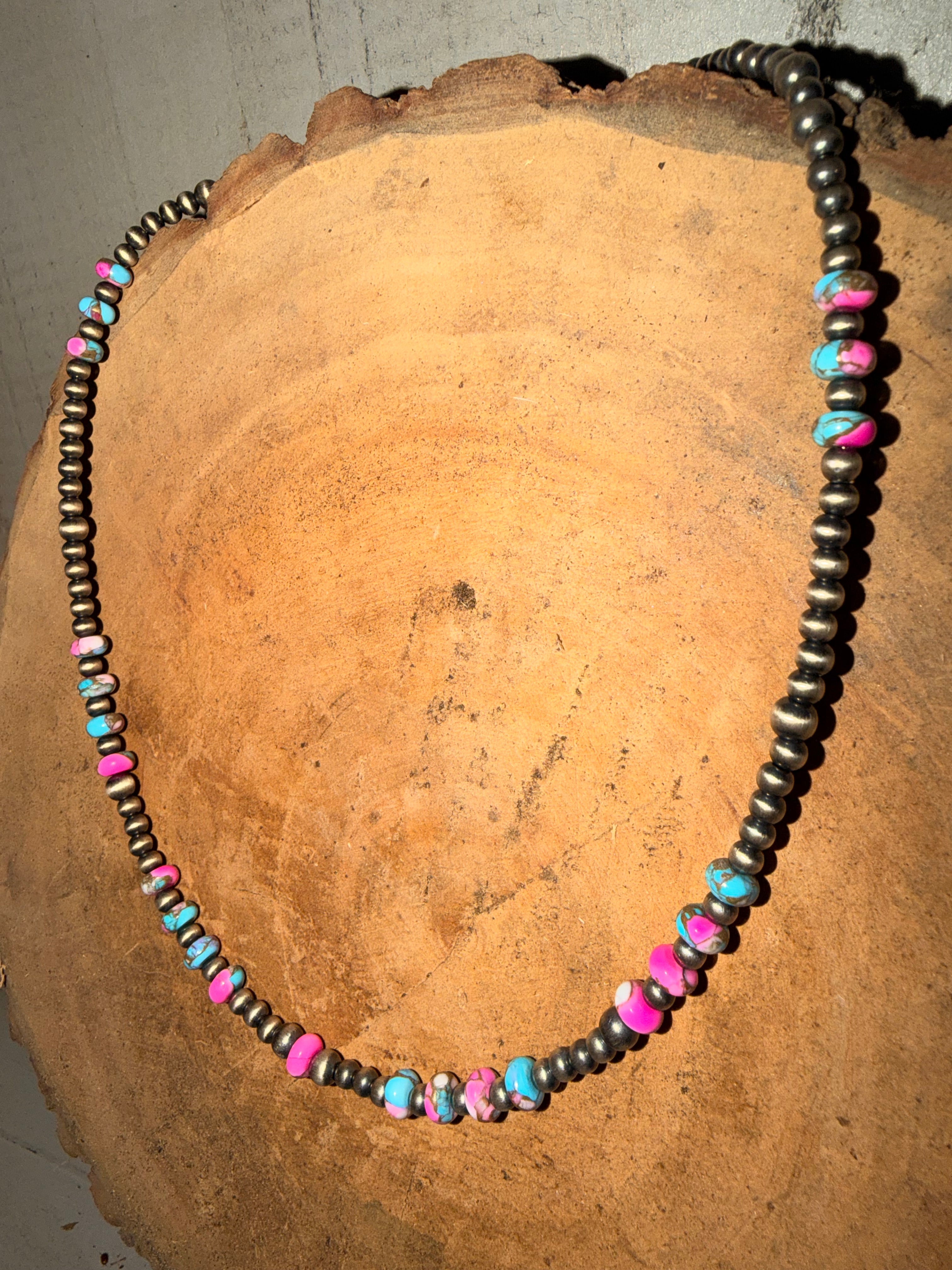 Cotton Candy Turquoise Handstrung 3mm pearls with 6mm Rondelles