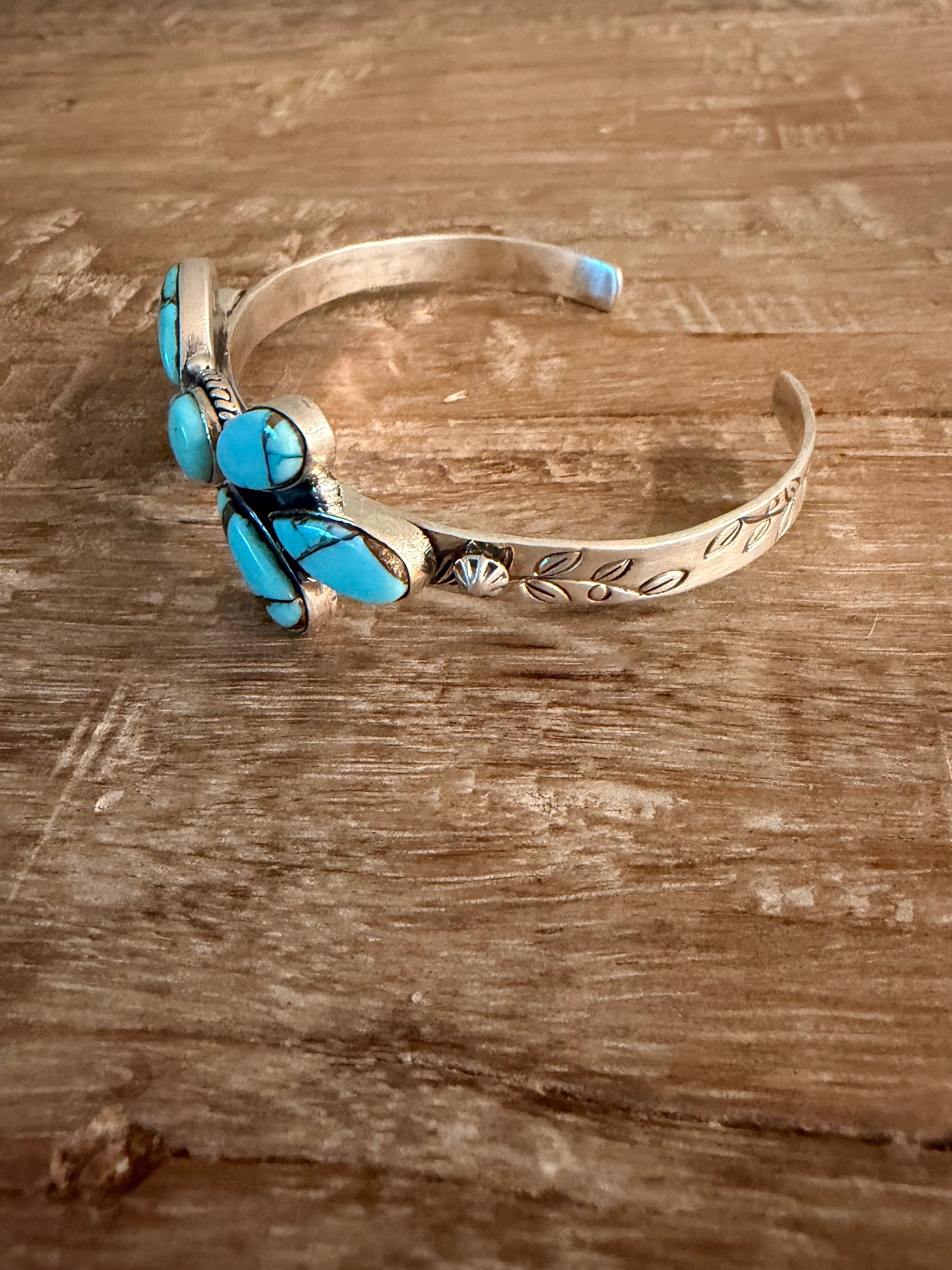 Mint Dahlia Turquoise and 925 Sterling Silver Cuff- Adjustable