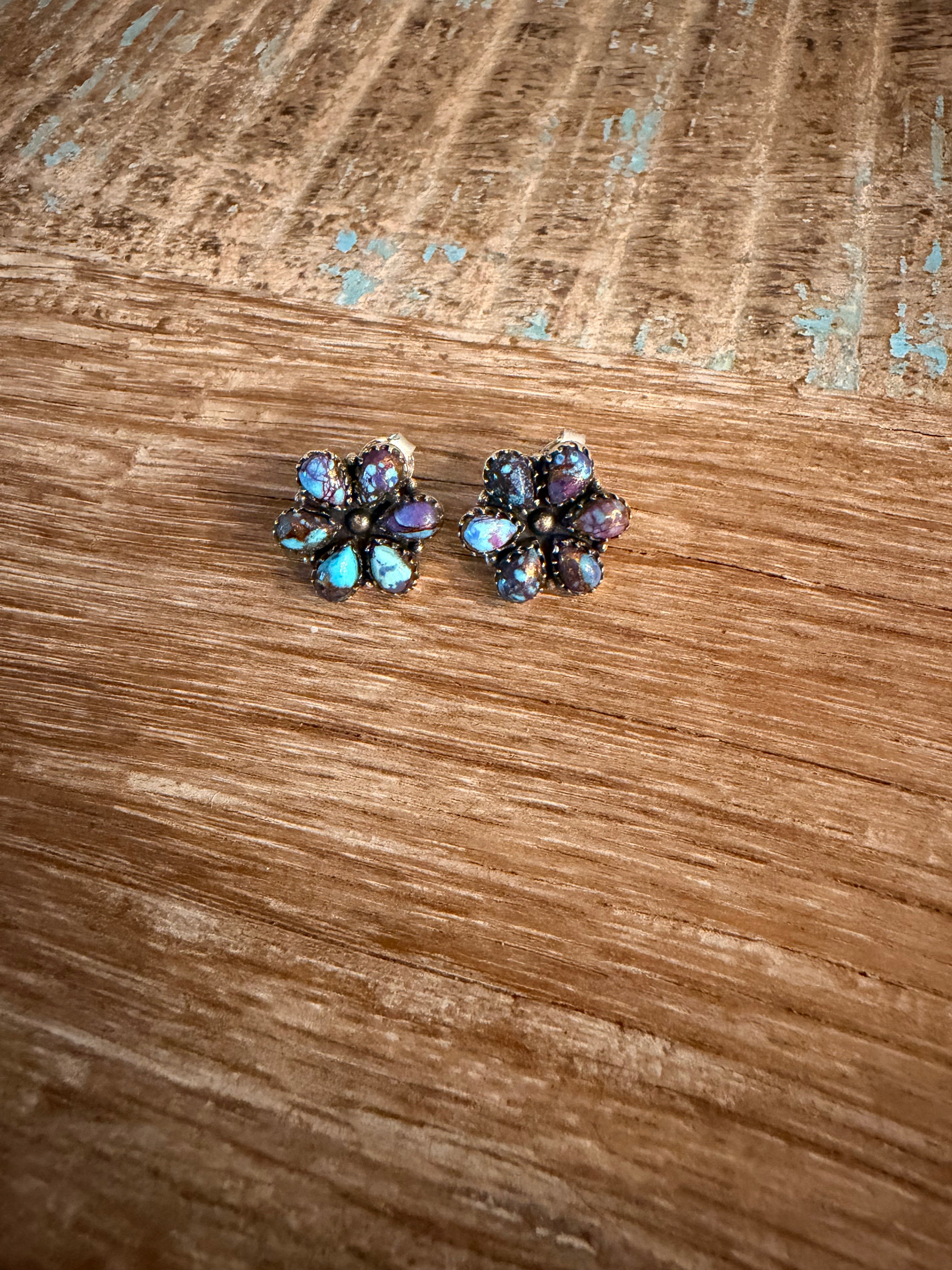 Purple Dahlia Cluster Earrings