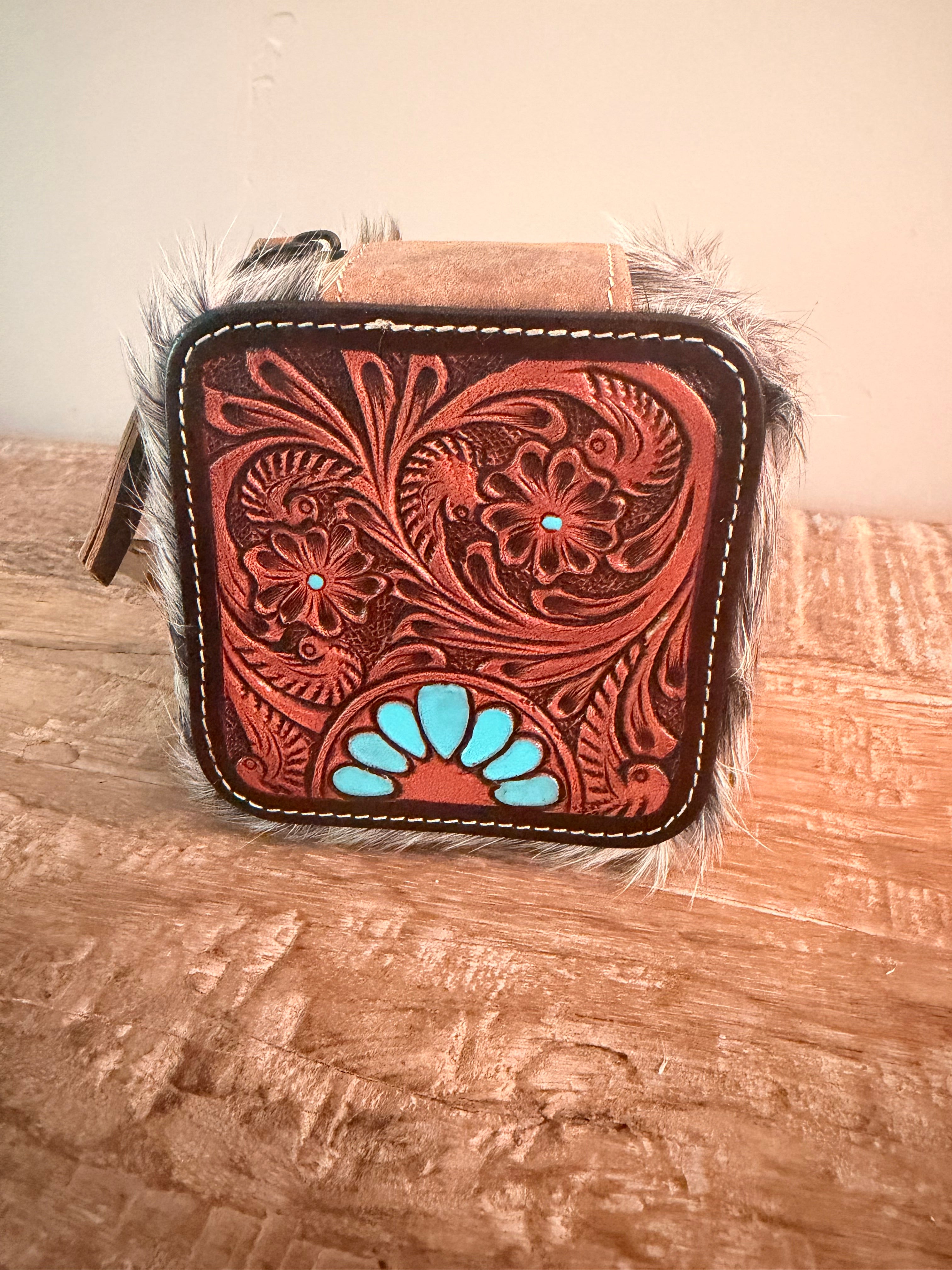 Small Travel Genuine Cowhide and Leather Jewelry Box
