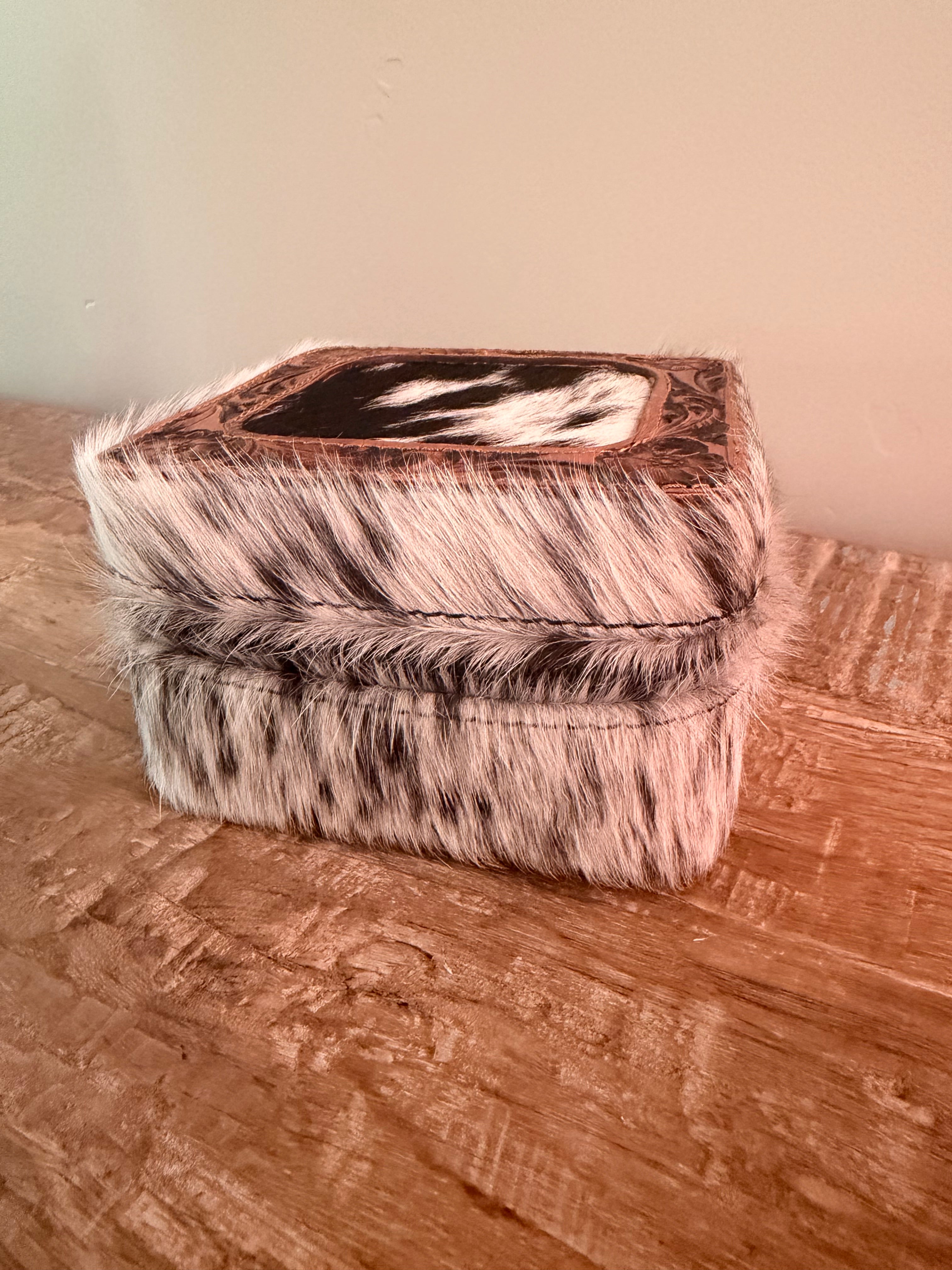 Genuine Cowhide and Hand-tooled Leather Travel Jewelry Box
