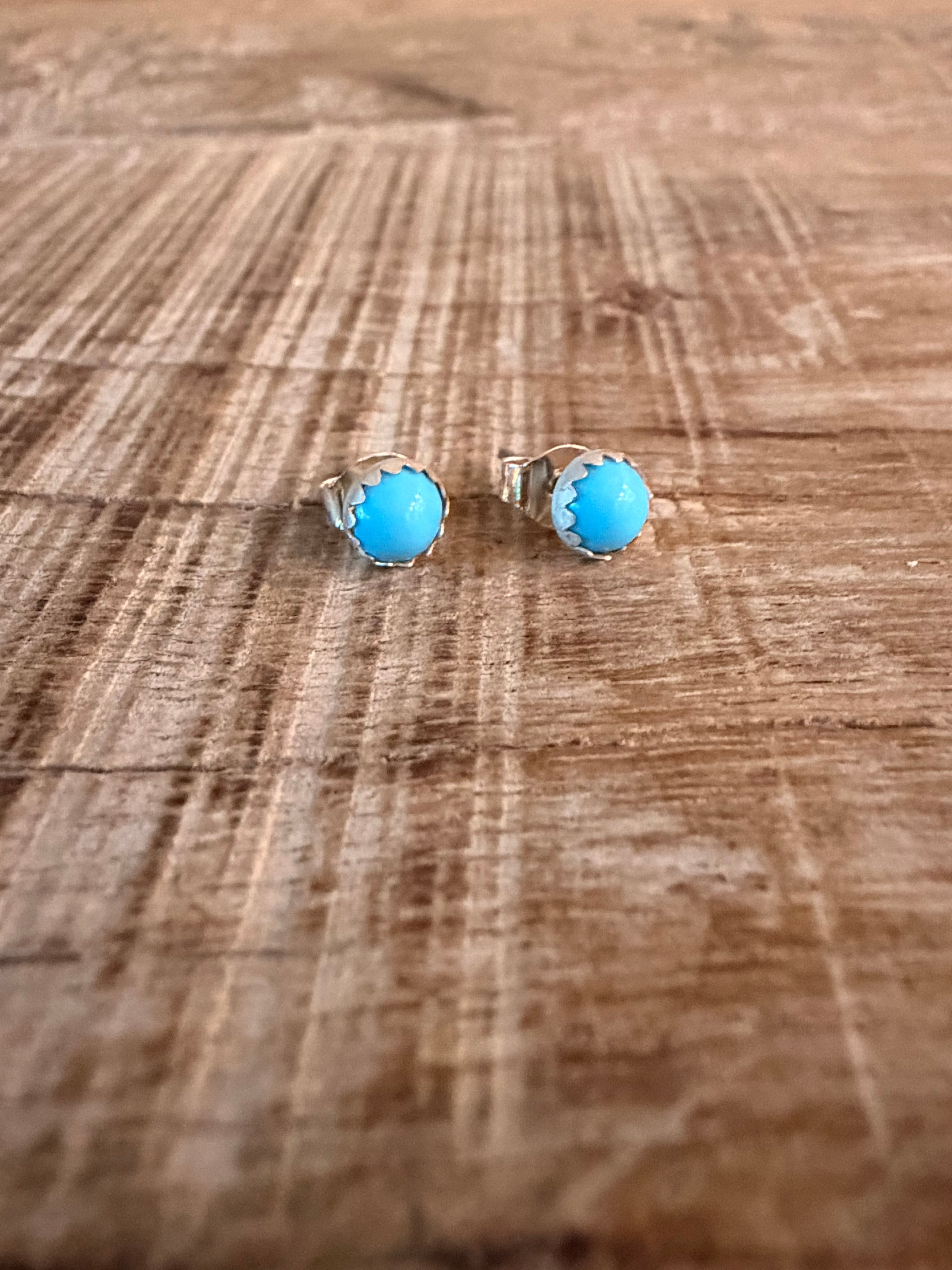 Linda Yazzie Kingman Turquose Small Stud Earrings