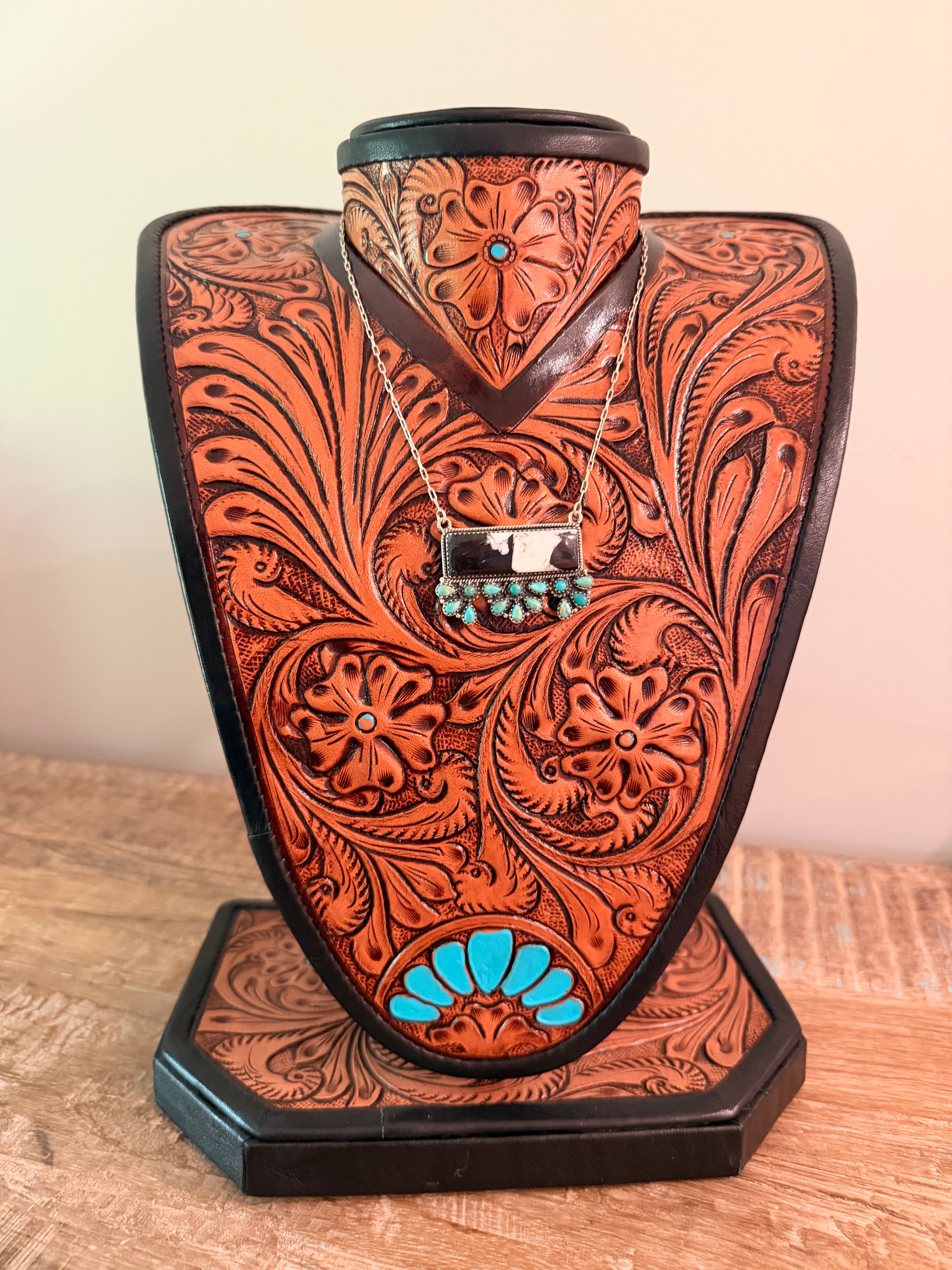 White Buffalo and Kingman Turquoise Bar Necklace