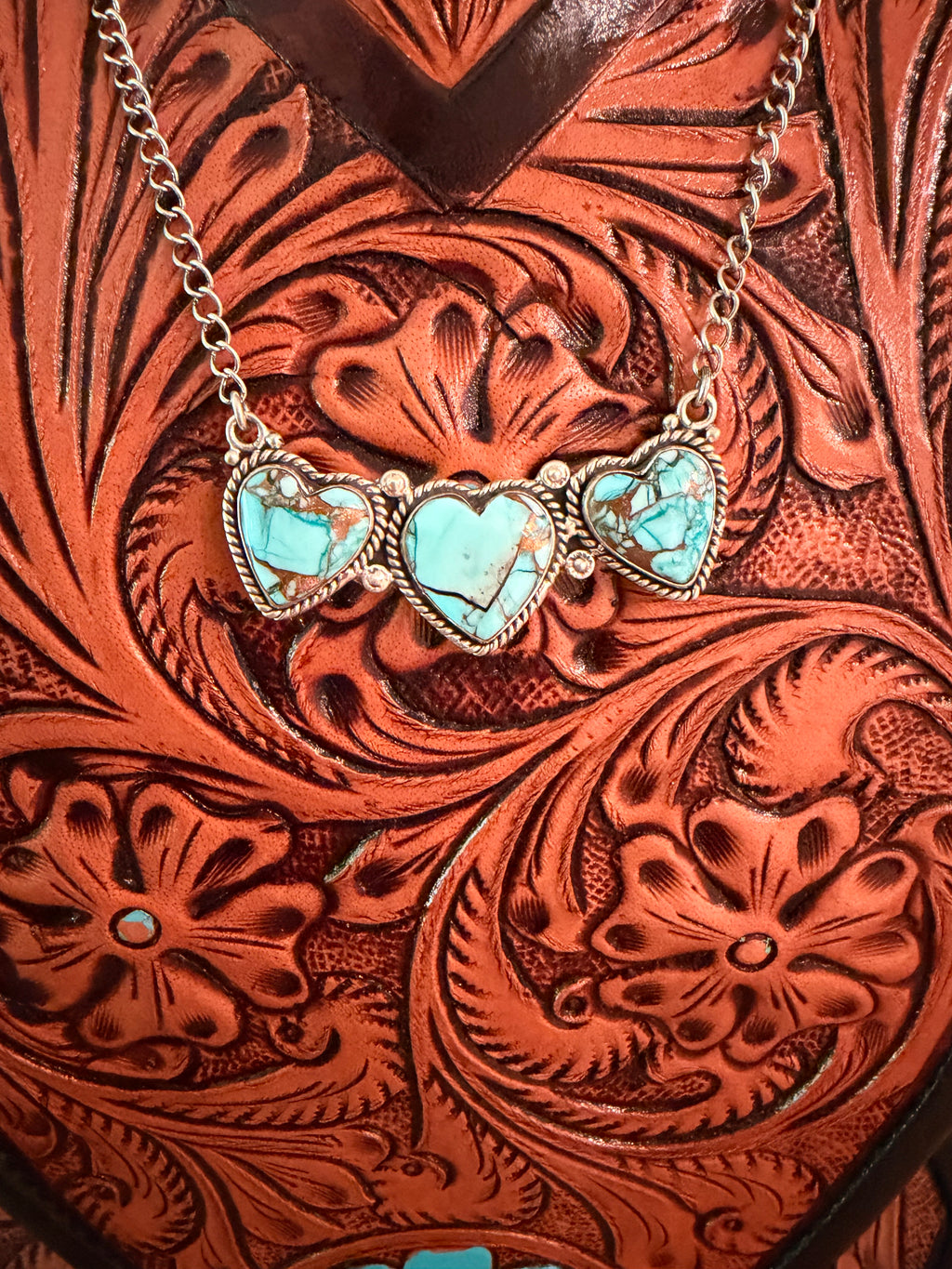 Mint Dahlia Turquoise Heart Necklace