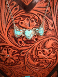 Mint Dahlia Turquoise Heart Necklace