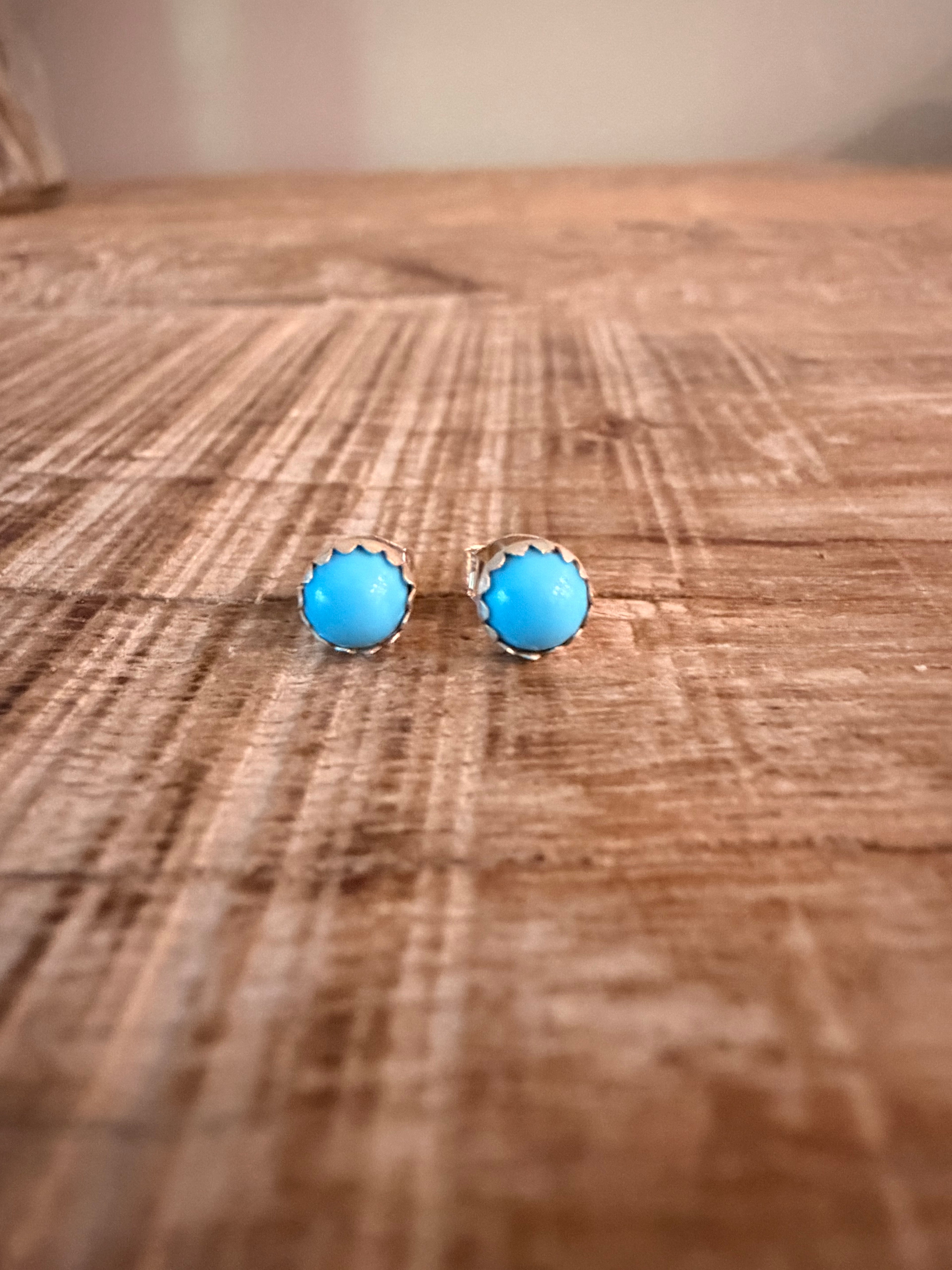 Linda Yazzie Kingman Turquose Small Stud Earrings
