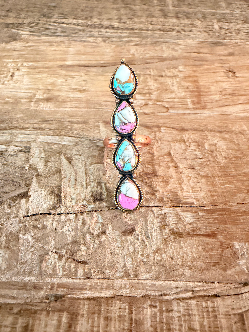 Cotton Candy Copper 4 Stone Ring
