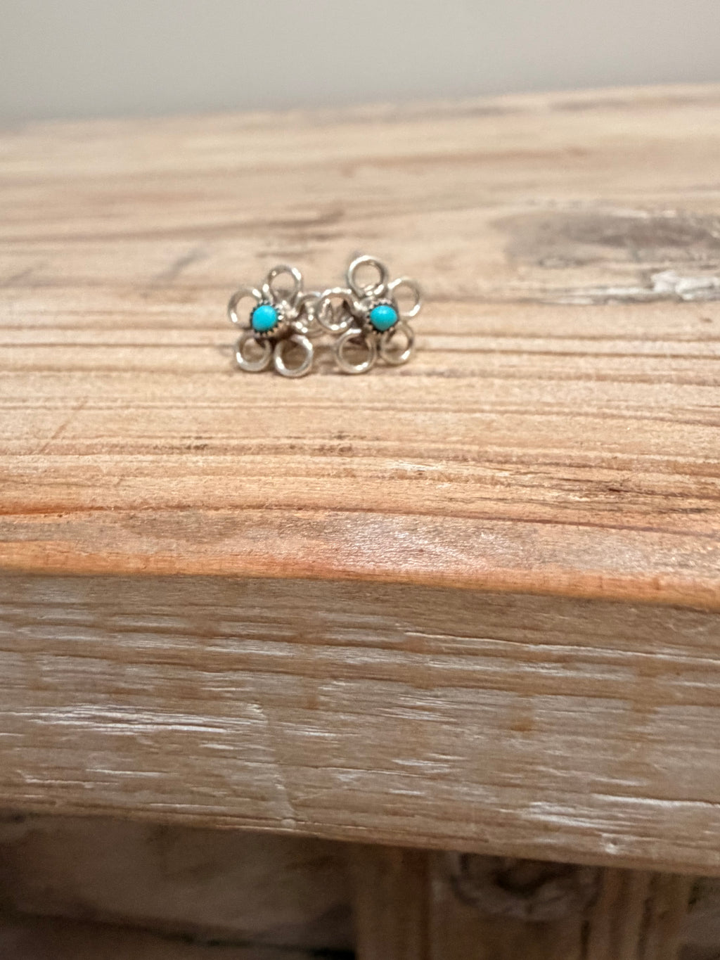 Native Handmade Petite Flower Kingman Turquoise Earrings