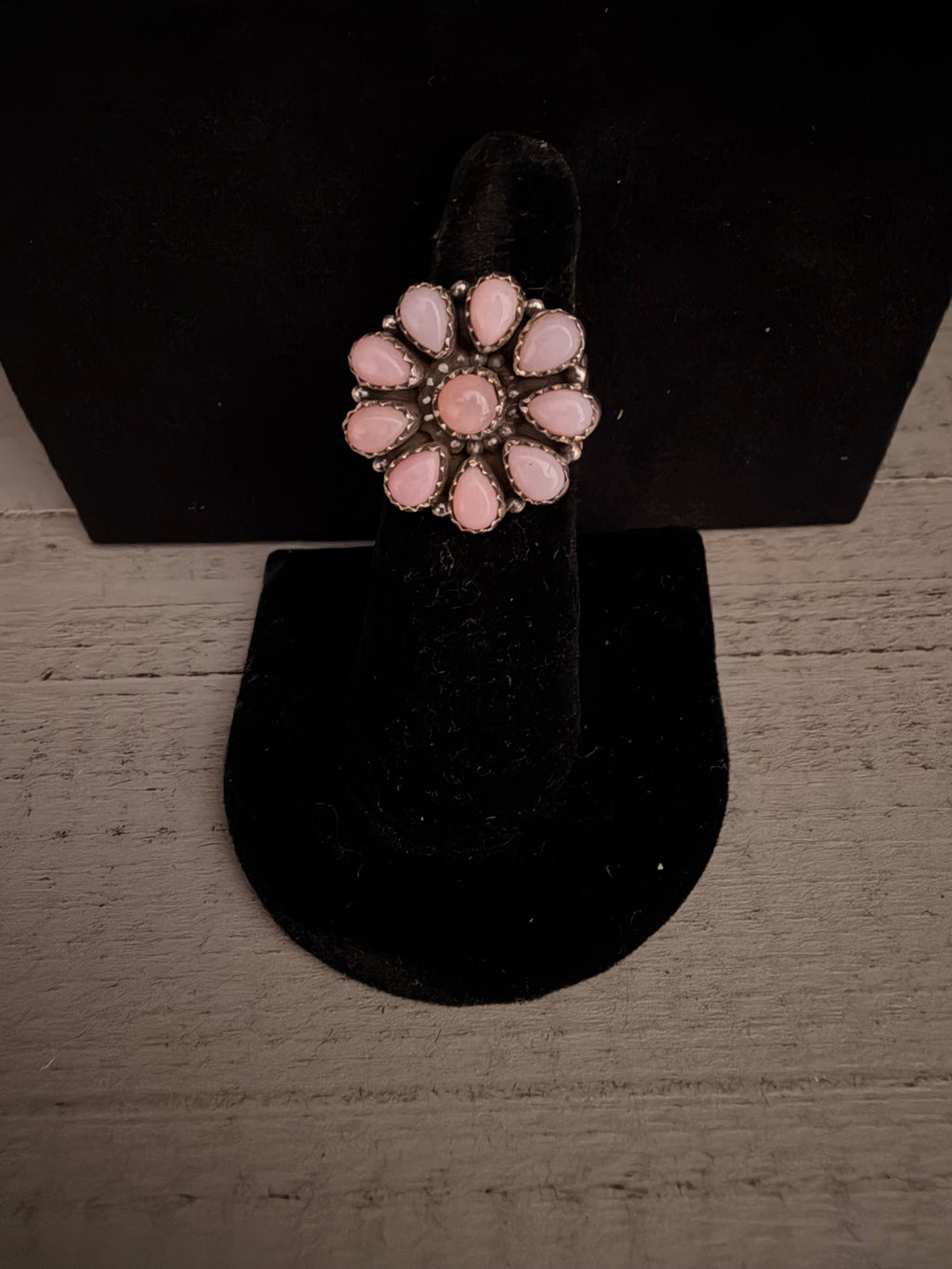 Pink Conch Adjustable 925 Sterling Silver Statement Ring