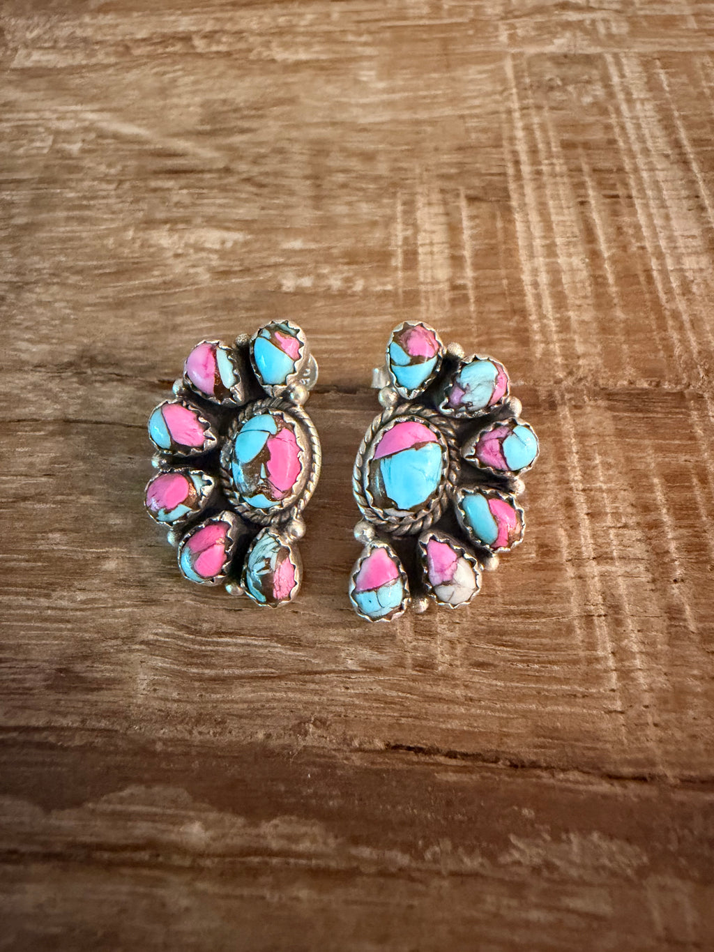 Cotton Candy Half Custer Earrings