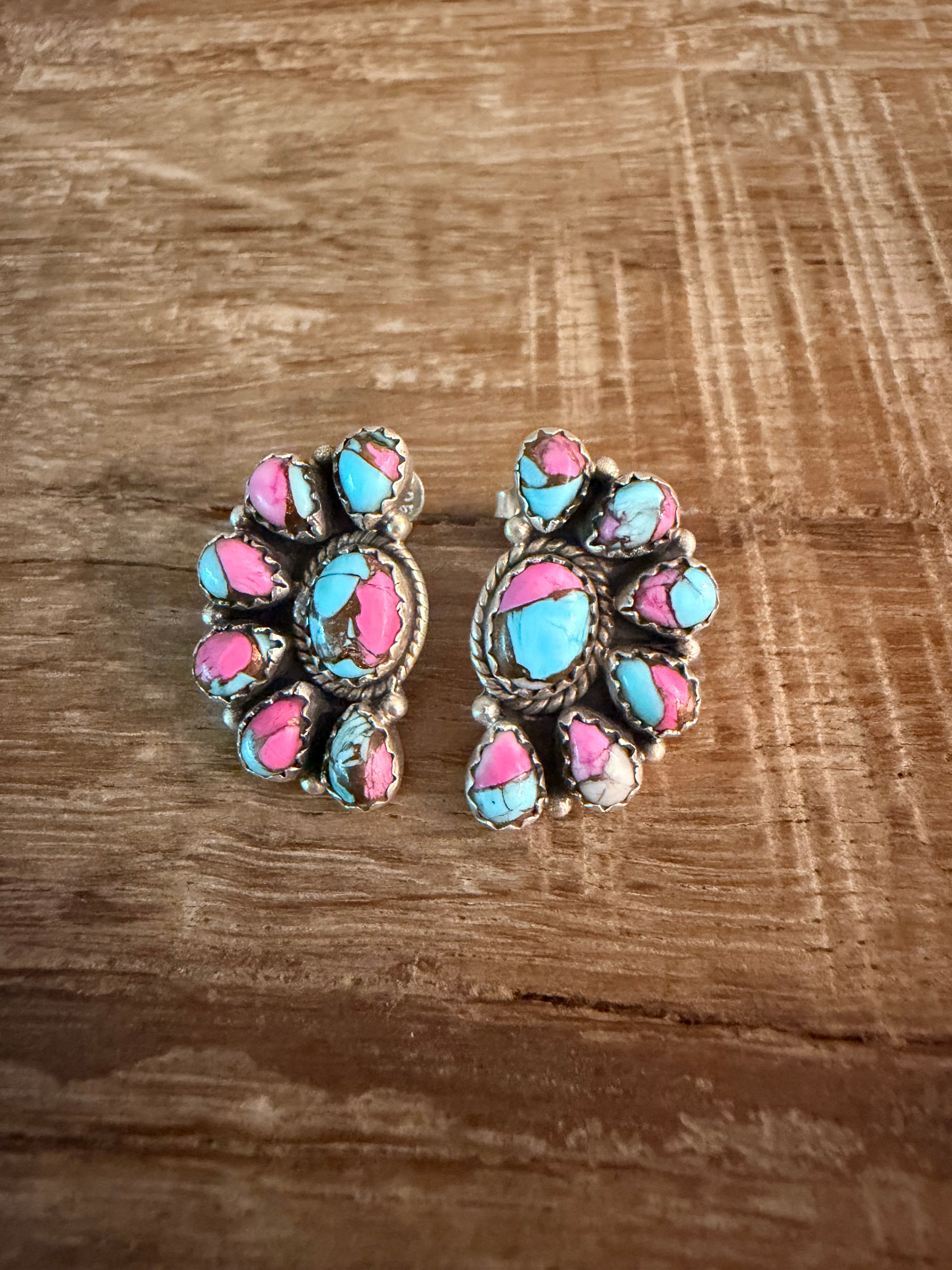 Cotton Candy Half Custer Earrings