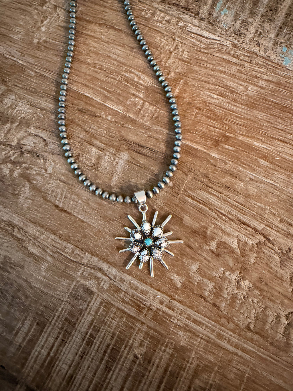 White Buffalo and Kingman Turquoise Pendant
