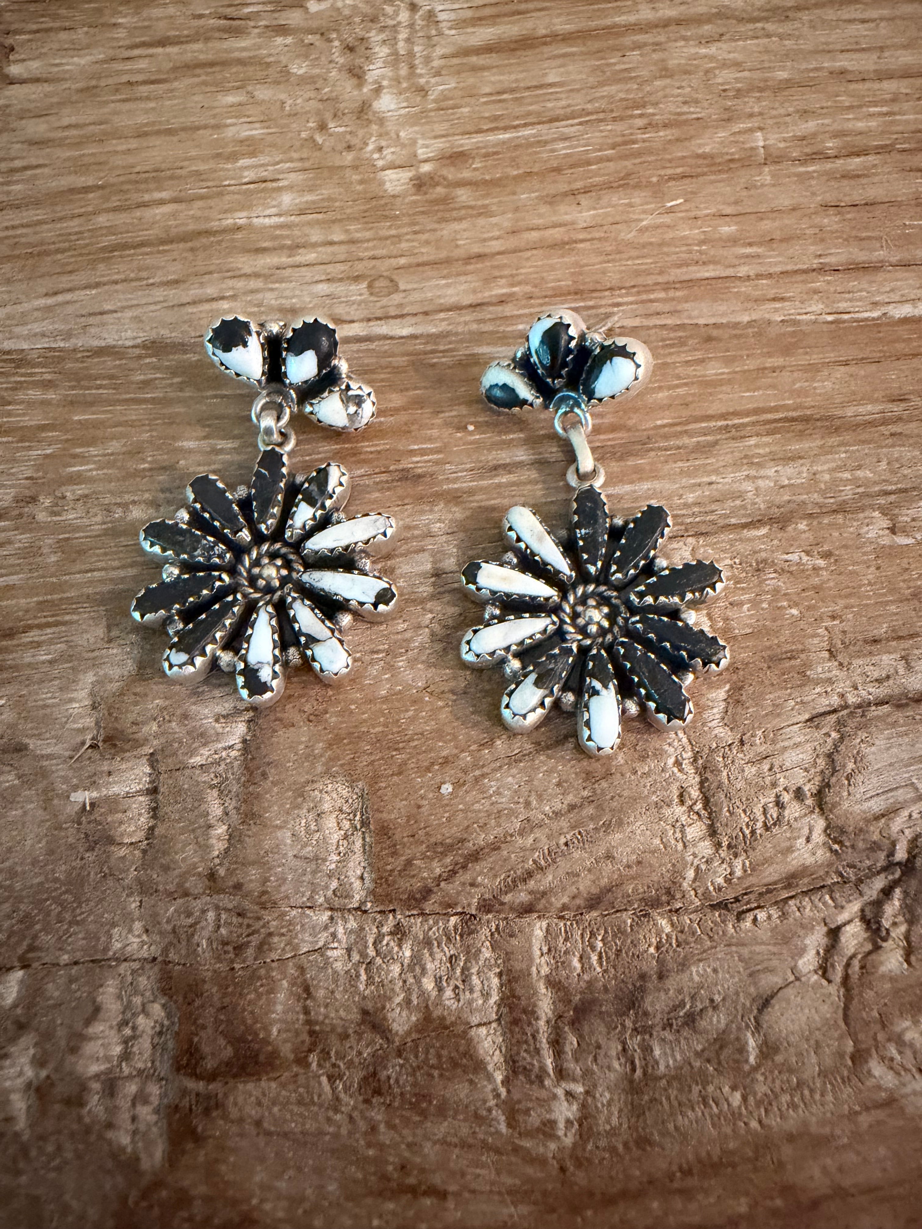 White Buffalo Post Dangle Earrings