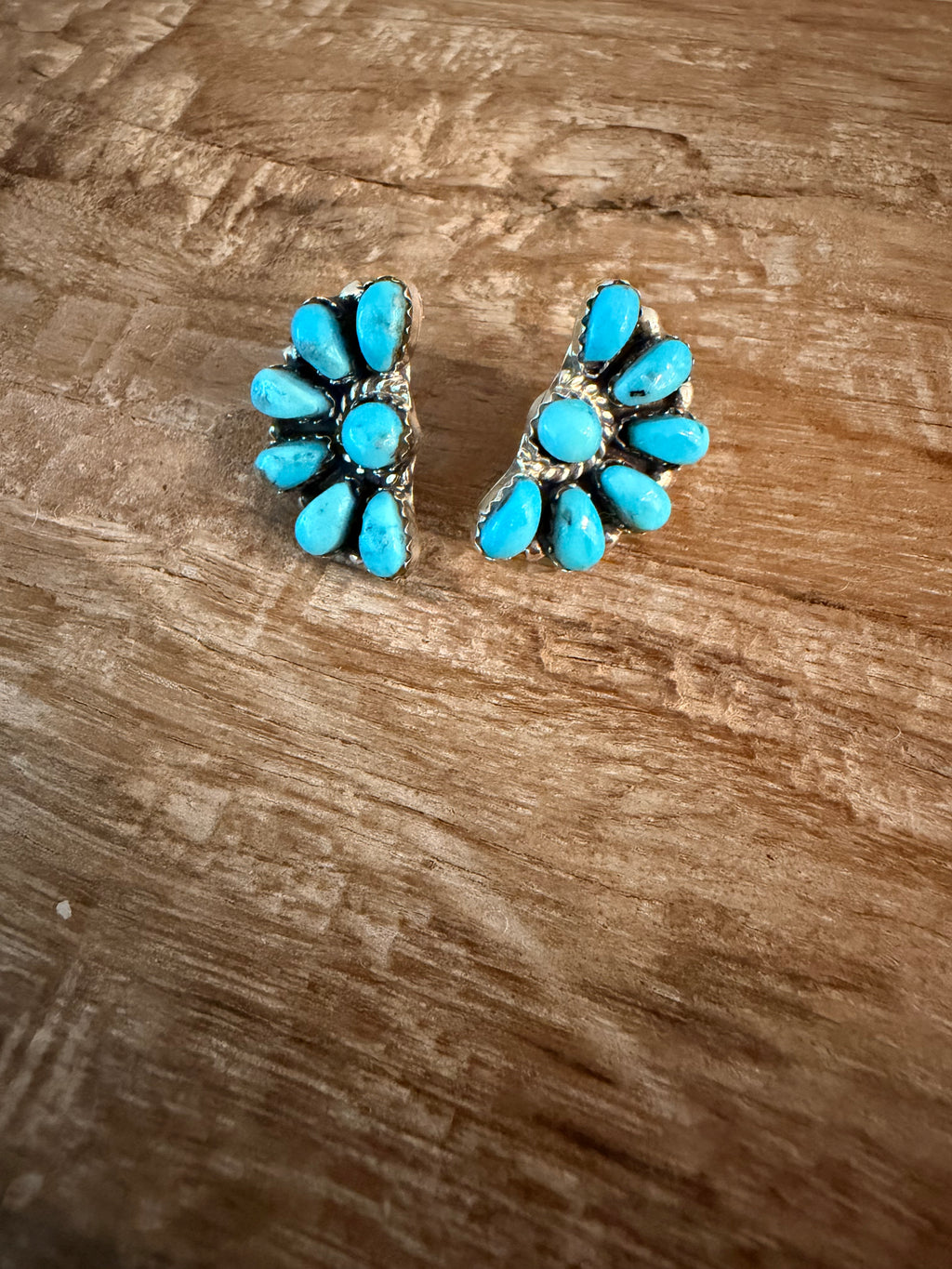 Native Made Half Cluster Kingman Earrings