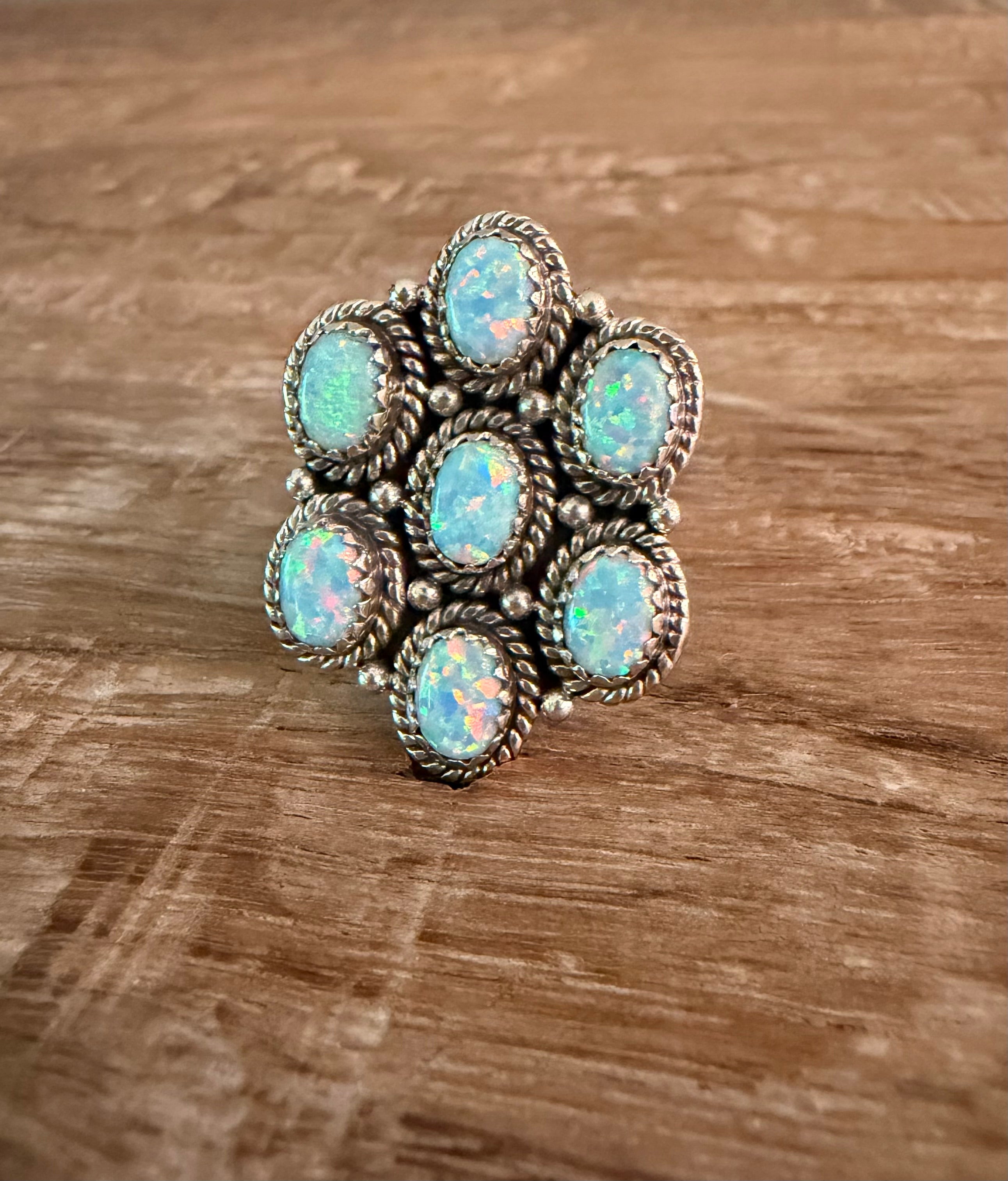 White Opal Adjustable Ring