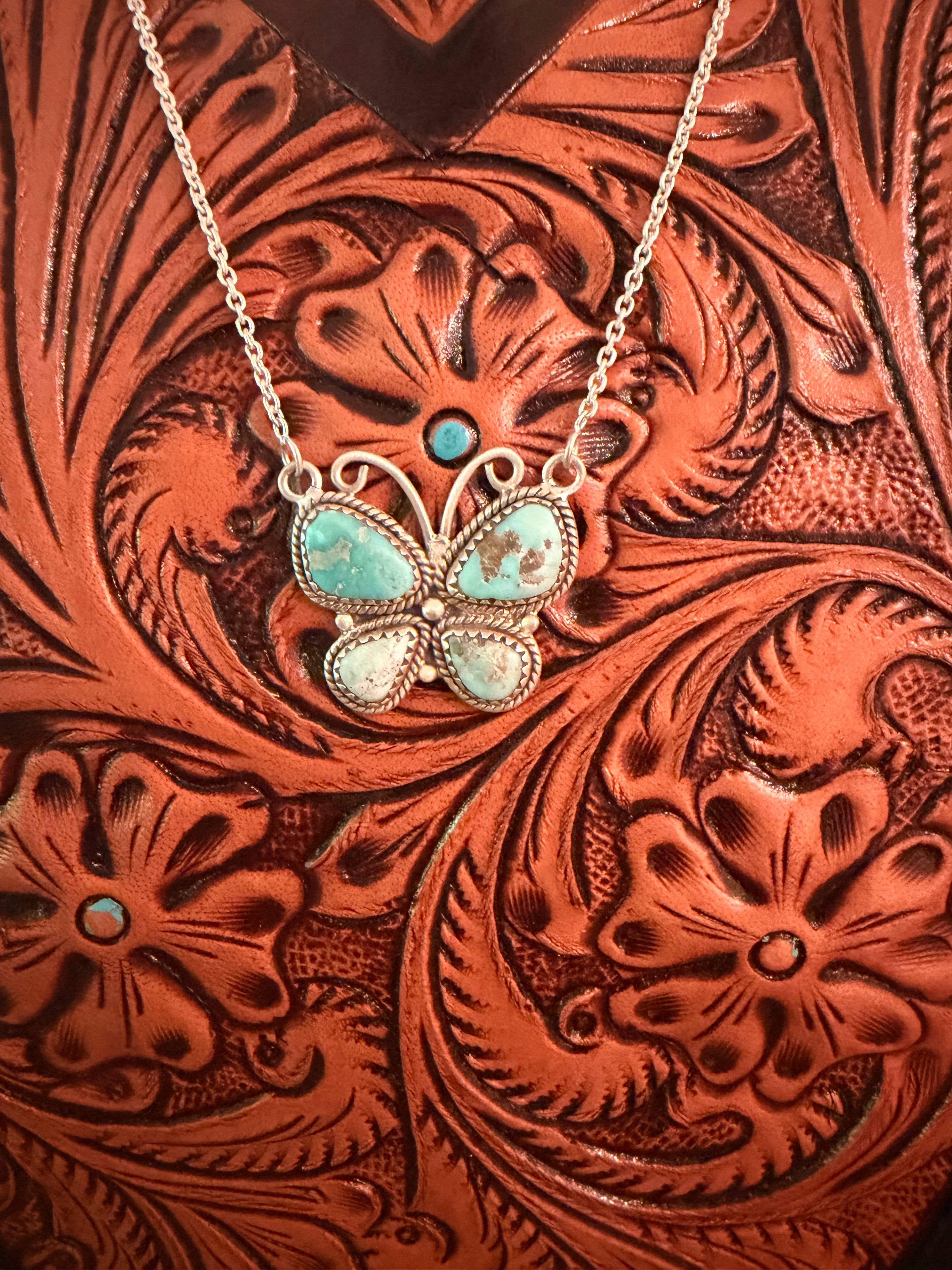 White Water and 925 Sterling Silver Butterfly Necklace
