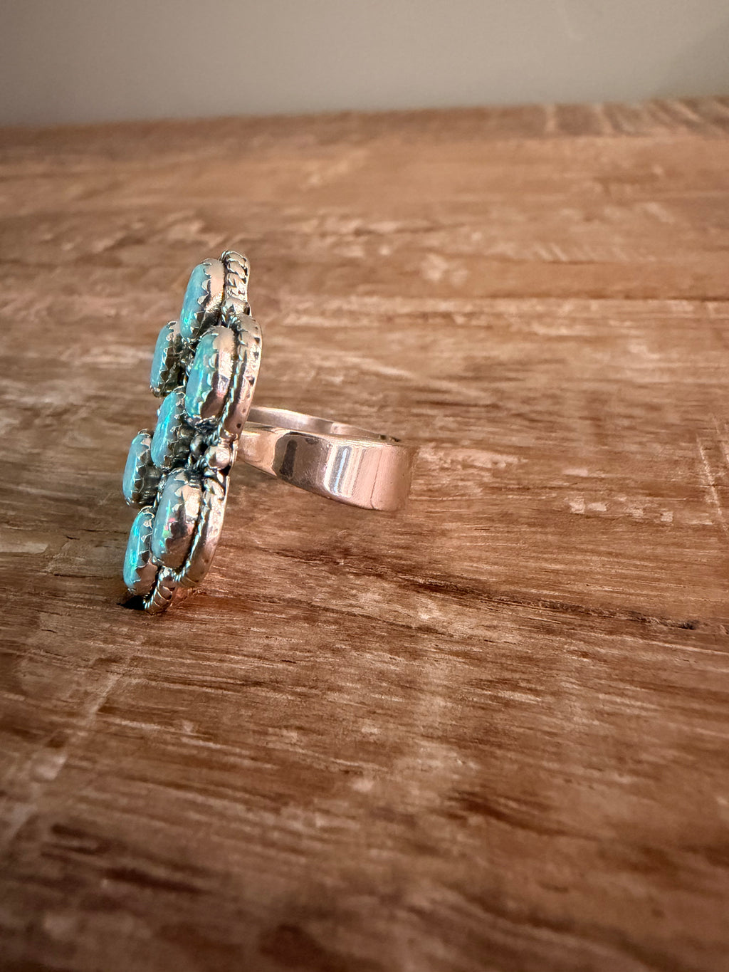 White Opal Adjustable Ring