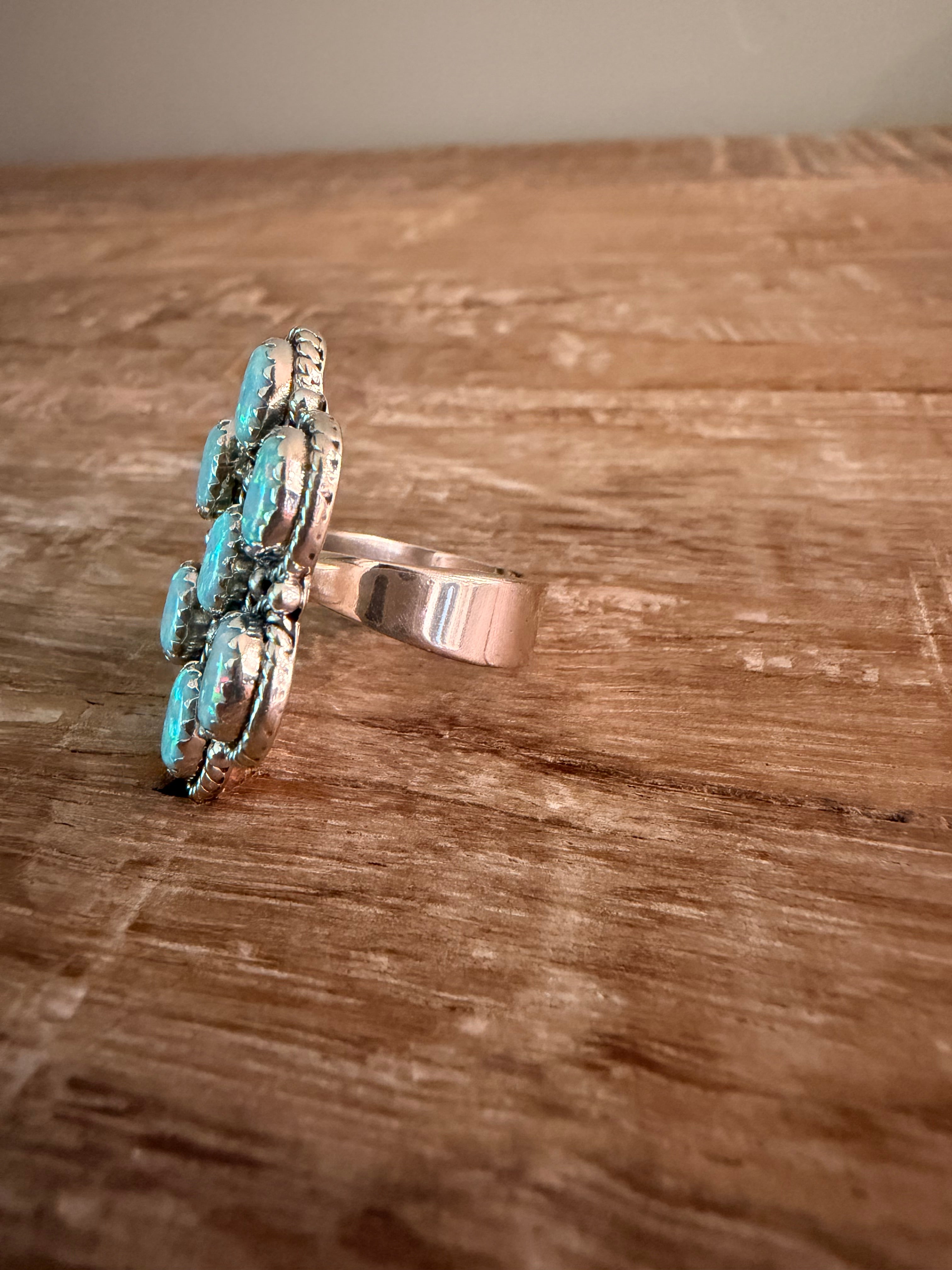 White Opal Adjustable Ring