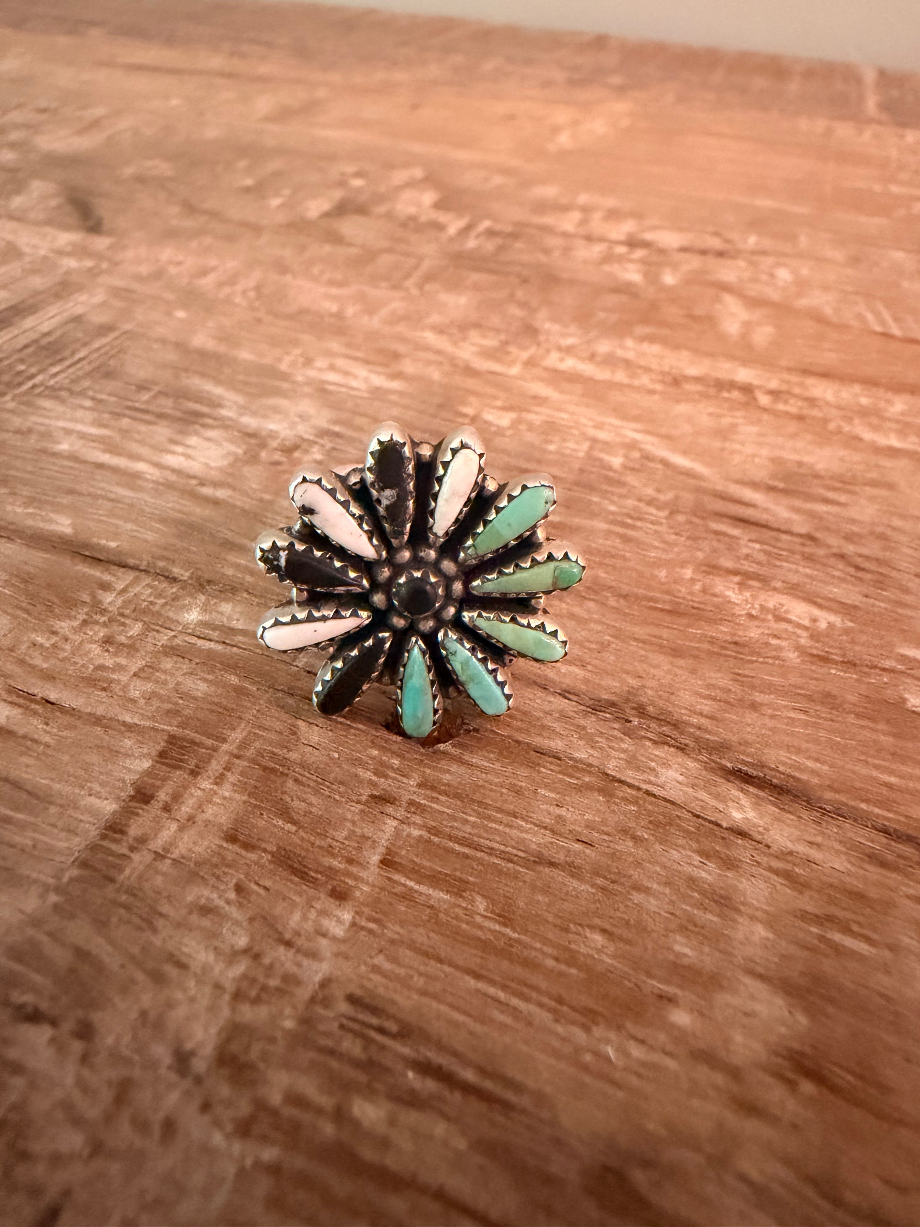 Kingman Turquoise and White Buffalo Adjustable Ring