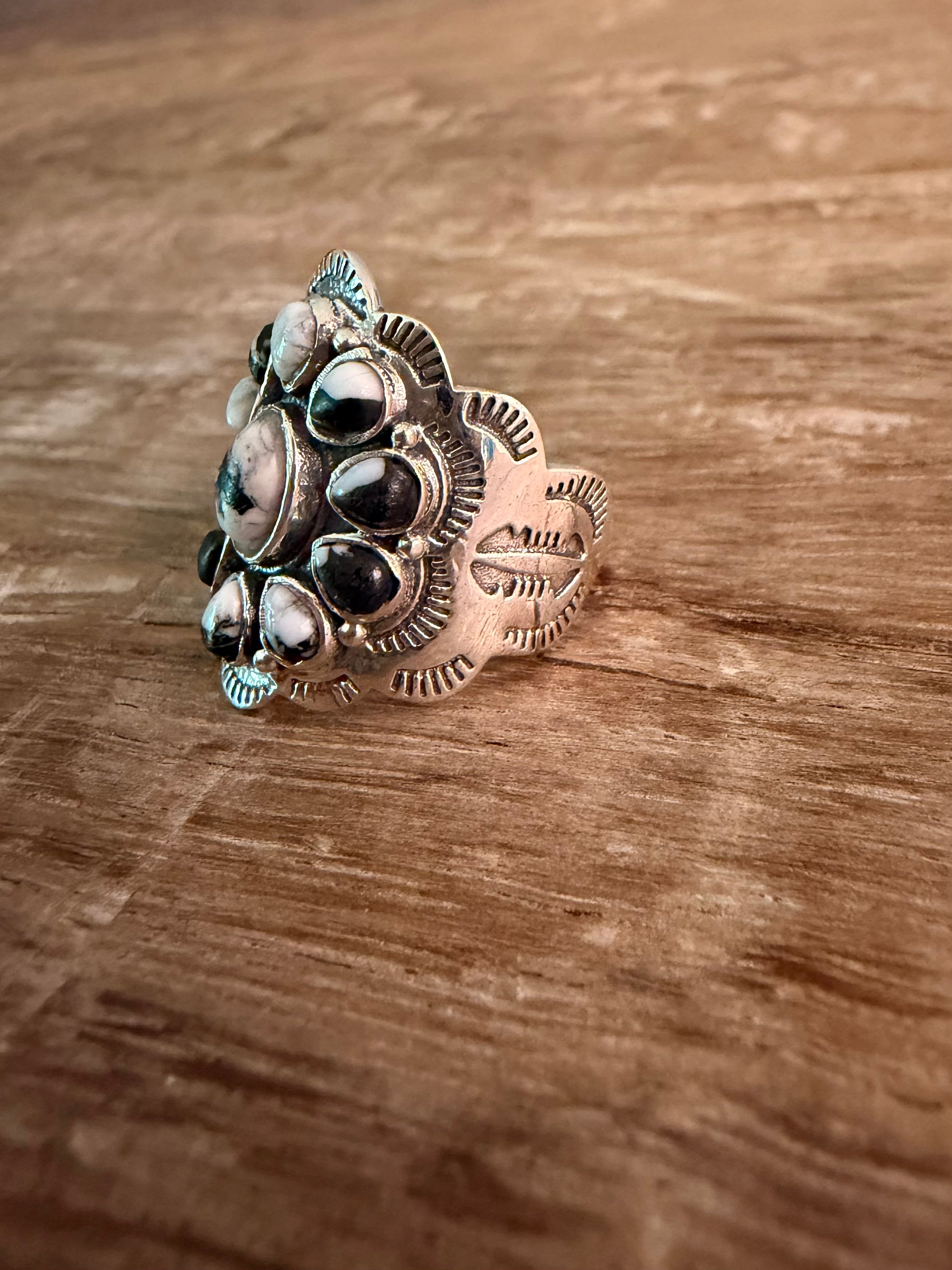 White Buffalo 925 Sterling Silver Ring- Size 8