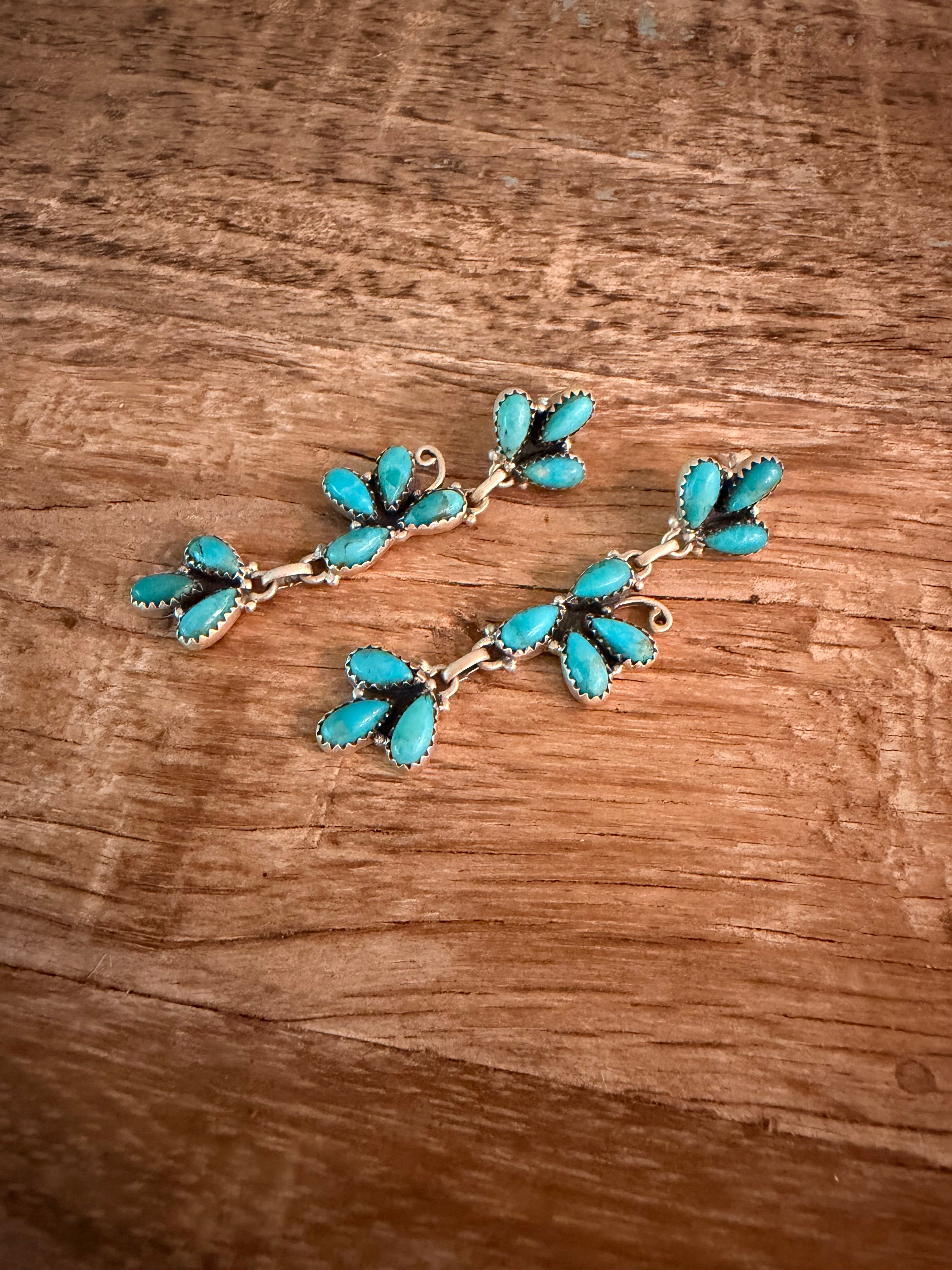 Kingman Turquoise Butterfly Dangle Earrings
