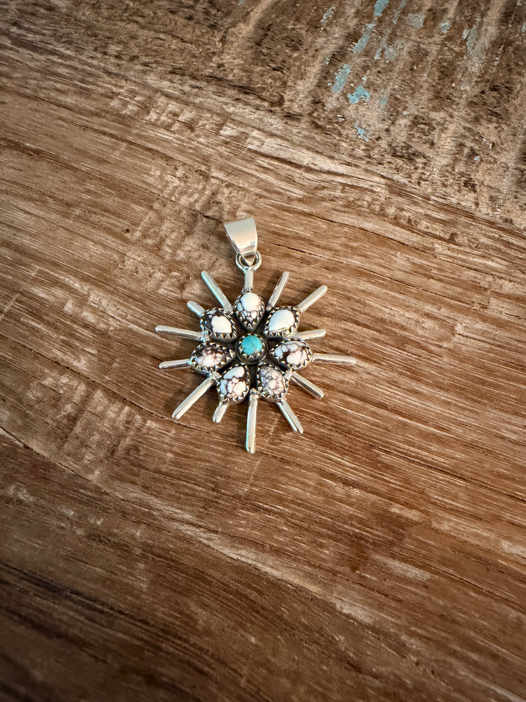 White Buffalo and Kingman Turquoise Pendant